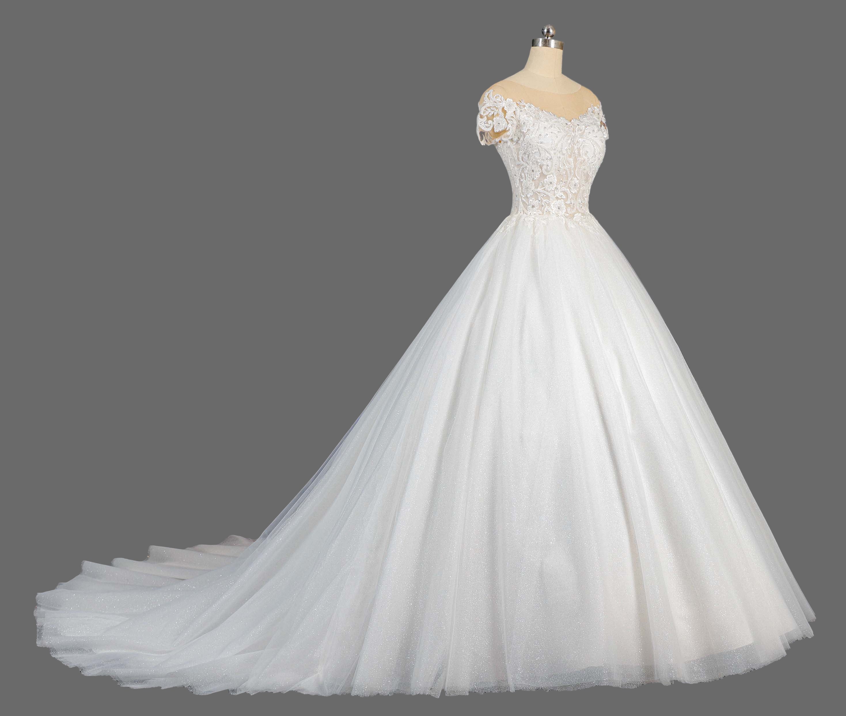 Enchanting Lace Ballgown Wedding Dress with Cathedral Train