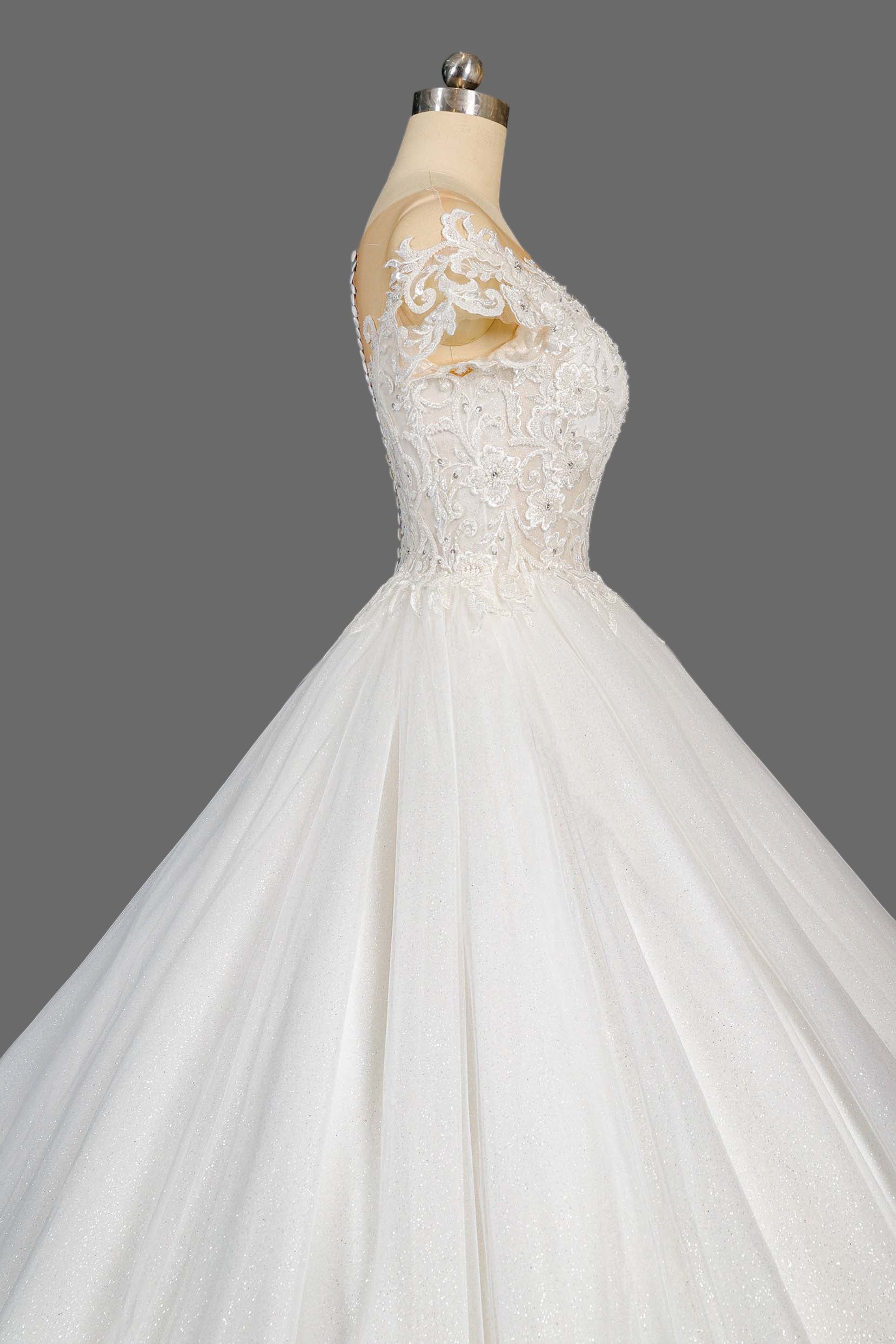 Enchanting Lace Ballgown Wedding Dress with Cathedral Train