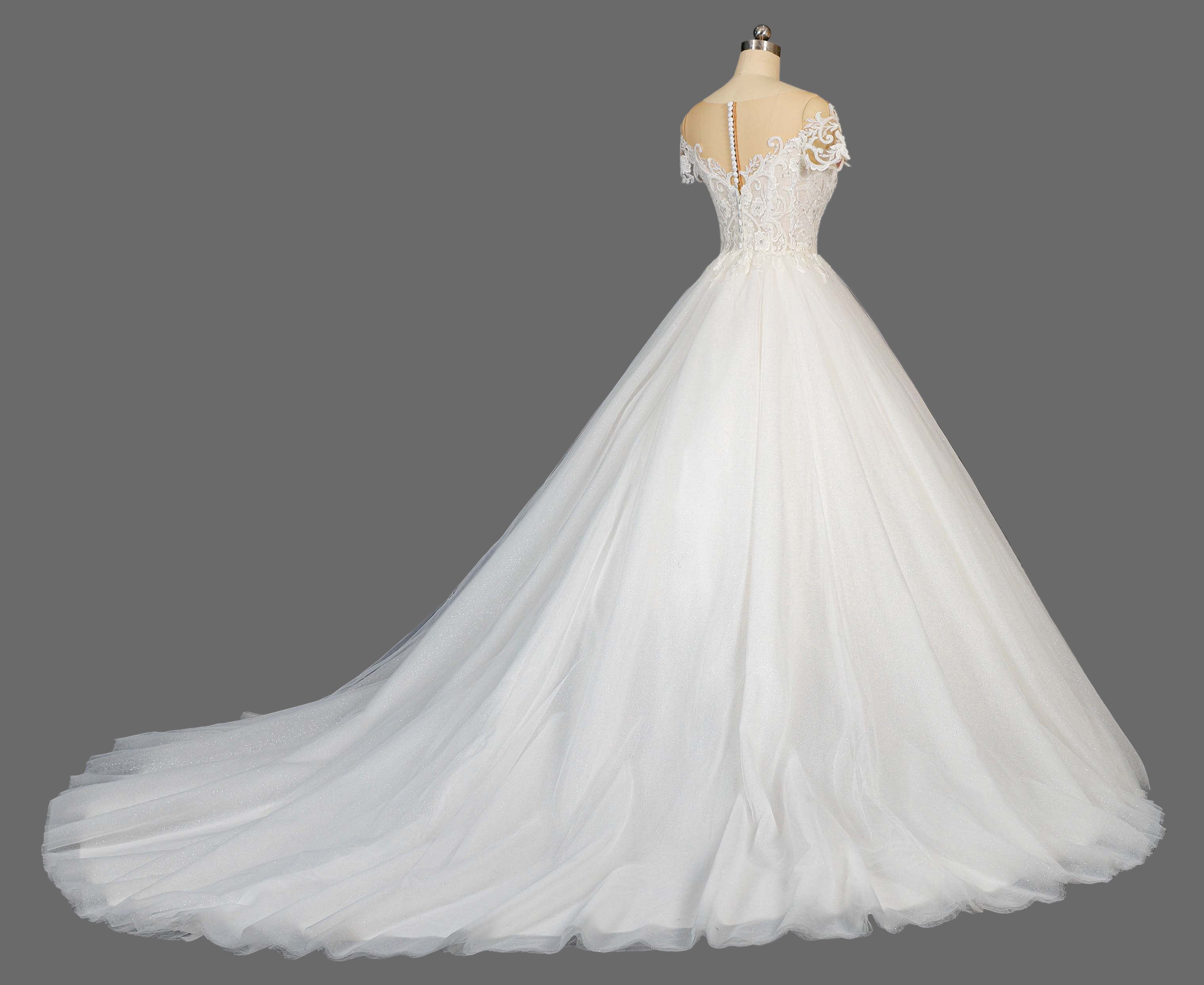 Enchanting Lace Ballgown Wedding Dress with Cathedral Train