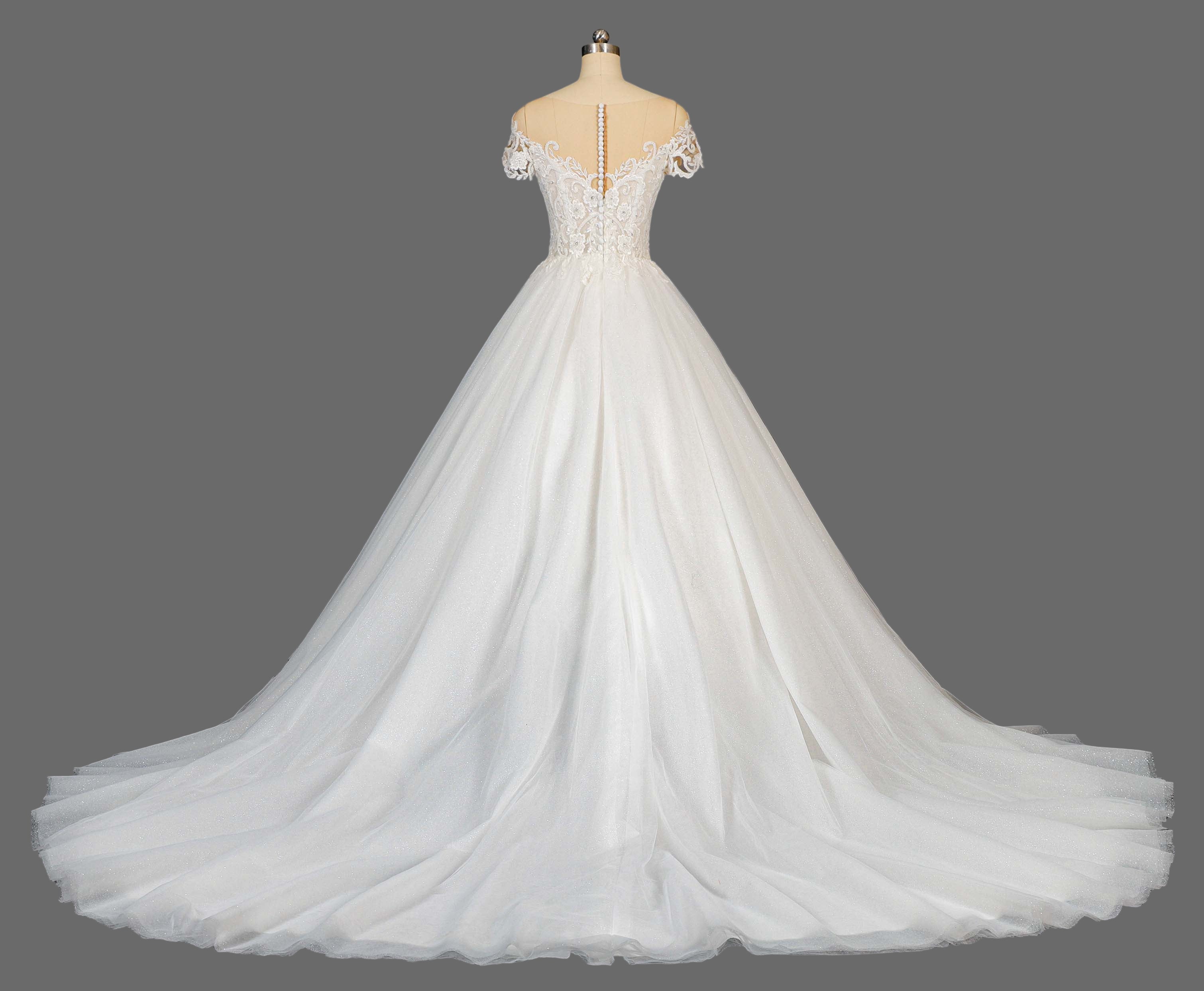 Enchanting Lace Ballgown Wedding Dress with Cathedral Train