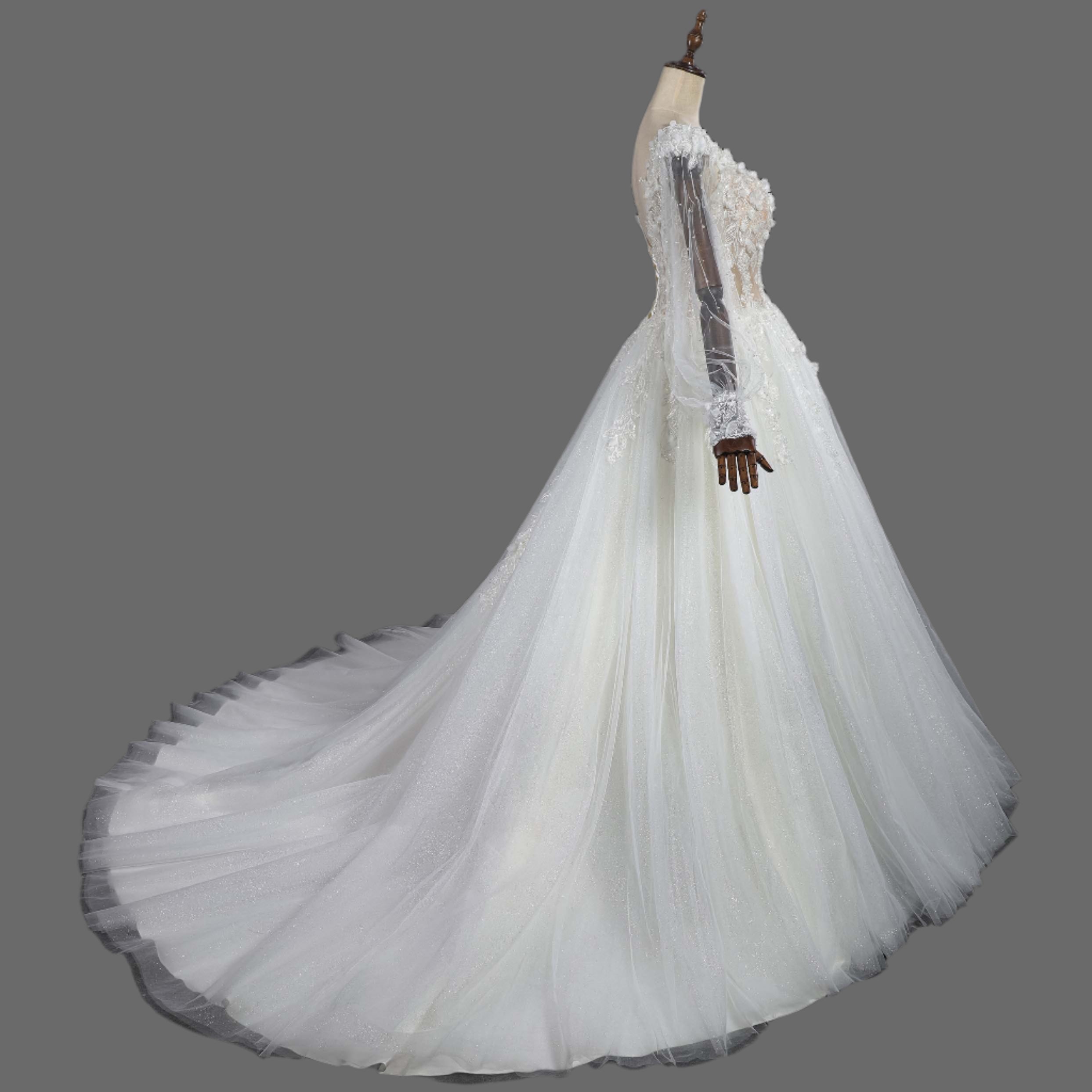 Exquisite 3D Floral Lace Wedding Dress | Bridal Gown