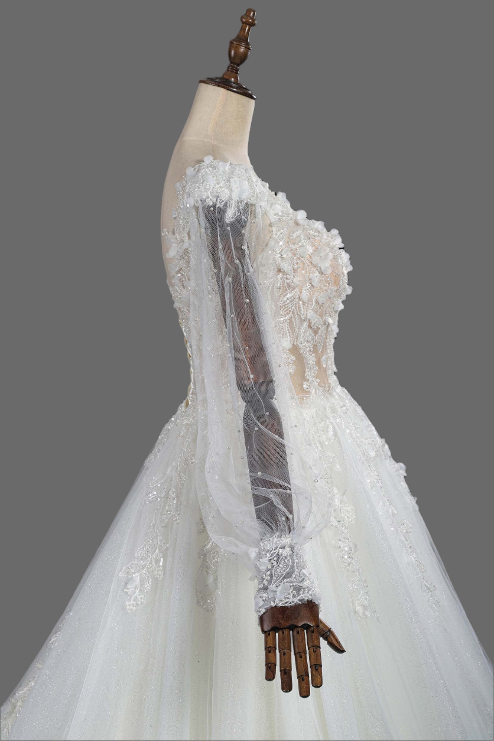 Exquisite 3D Floral Lace Wedding Dress | Bridal Gown