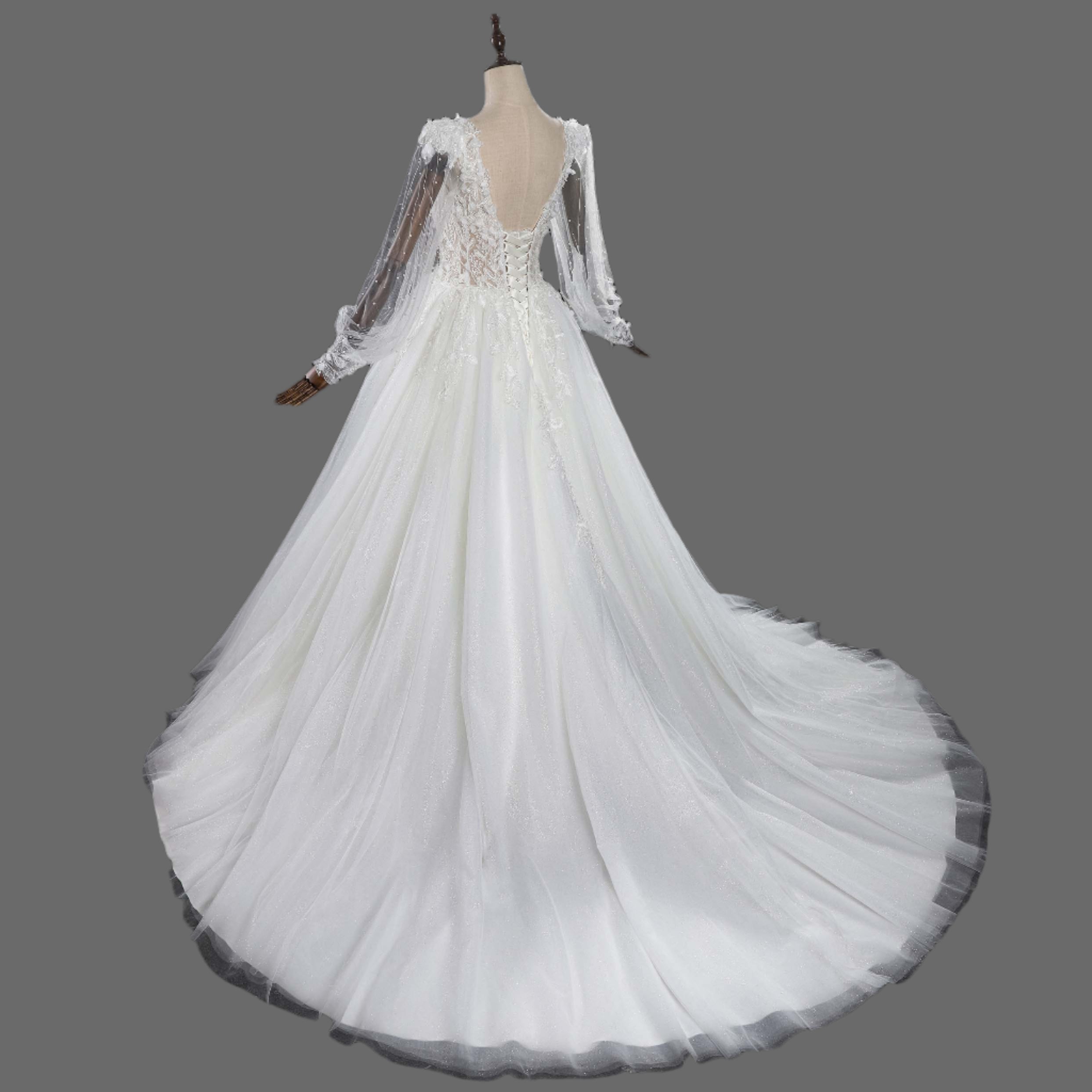 Exquisite 3D Floral Lace Wedding Dress | Bridal Gown