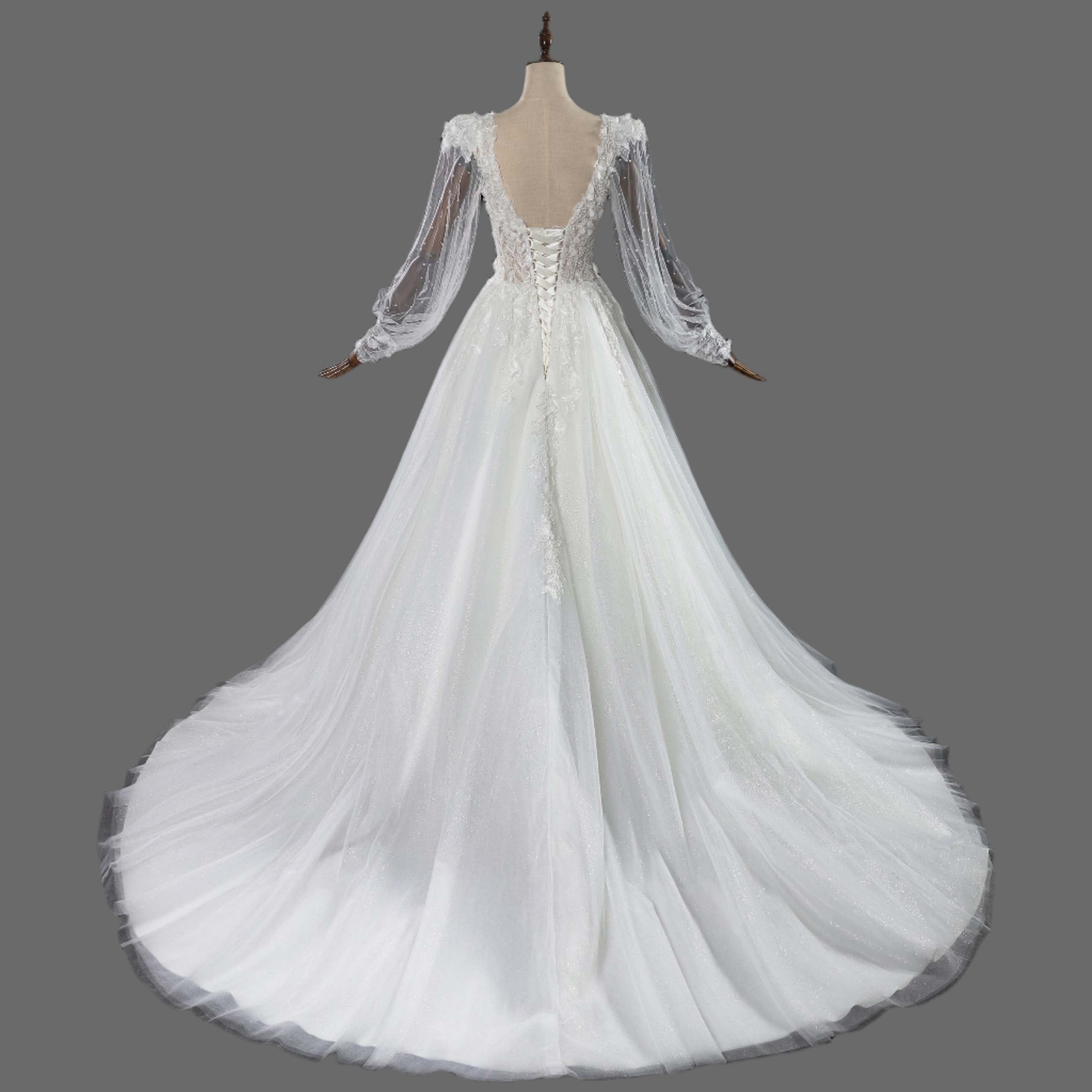 Exquisite 3D Floral Lace Wedding Dress | Bridal Gown