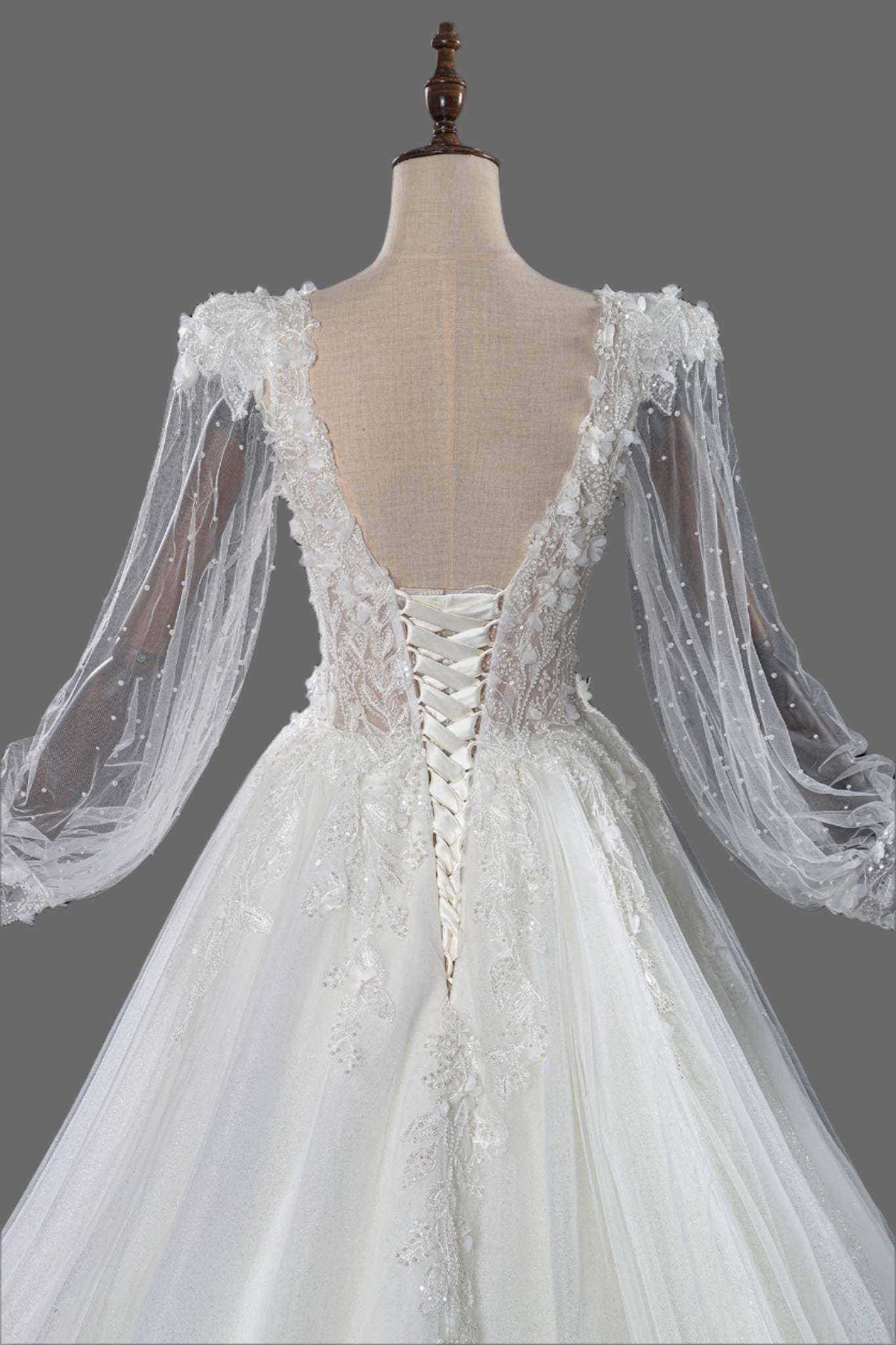 Exquisite 3D Floral Lace Wedding Dress | Bridal Gown