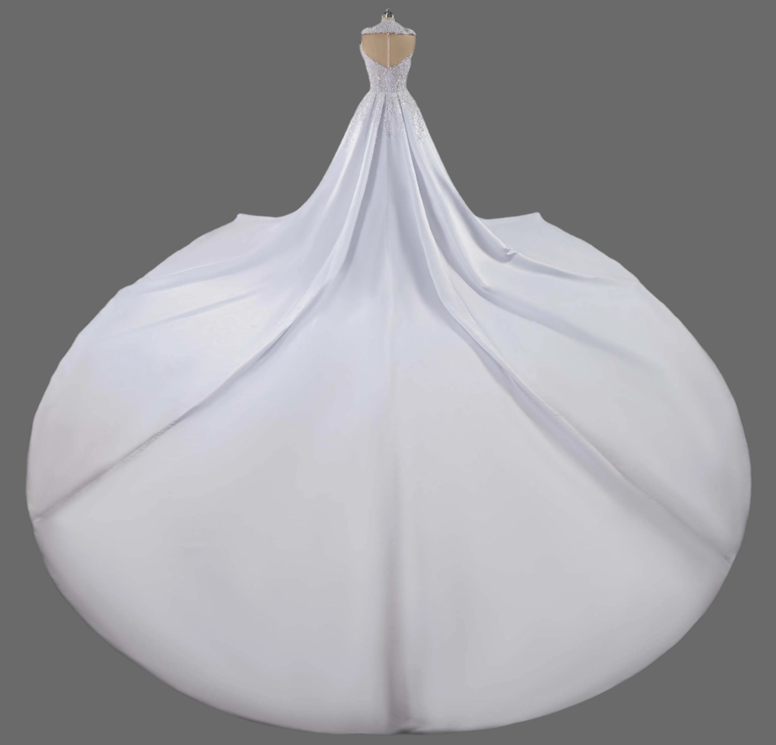 Exquisite  Draped Satin Ball Gown Wedding Dress With Heavy Beadwork