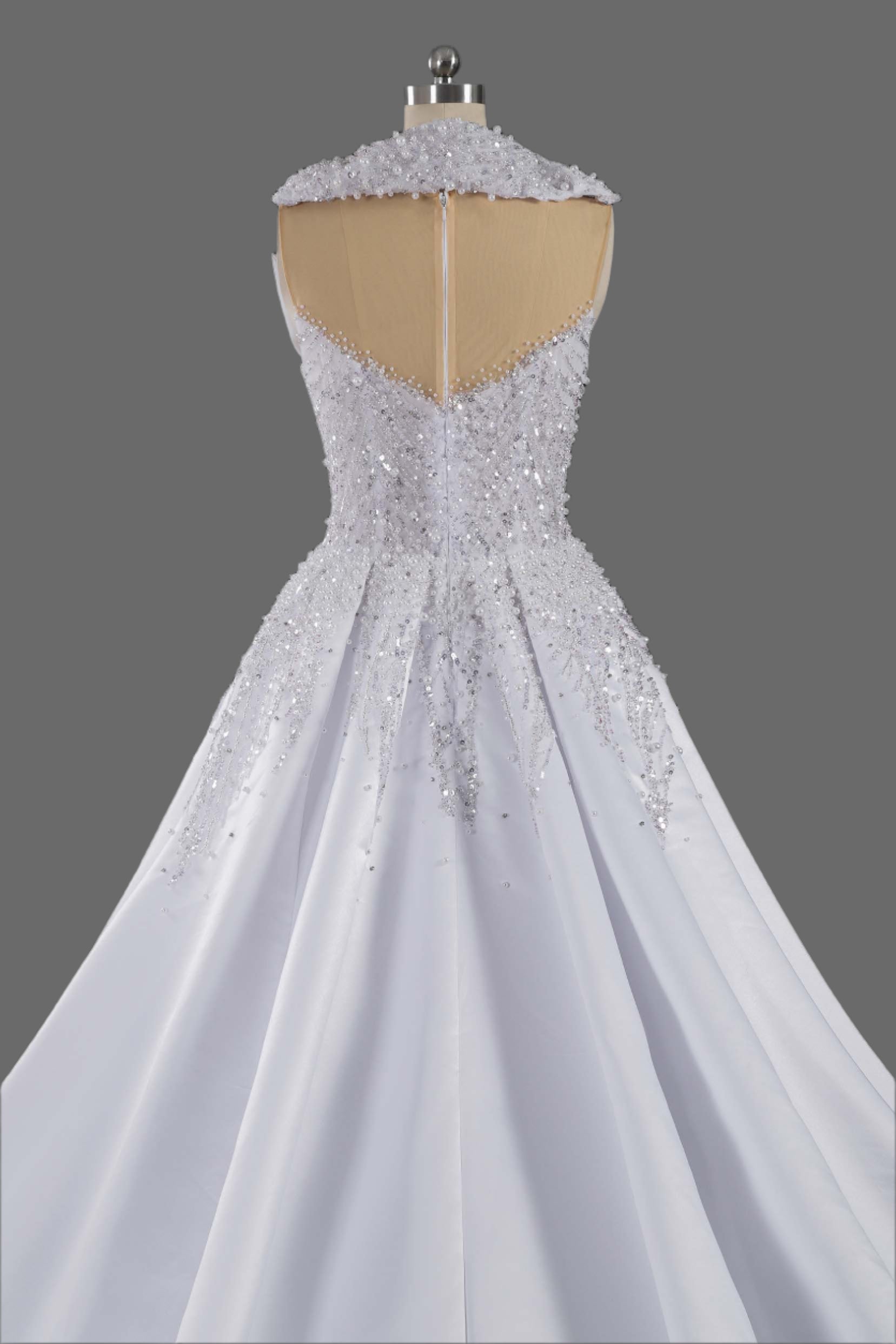 Exquisite  Draped Satin Ball Gown Wedding Dress With Heavy Beadwork