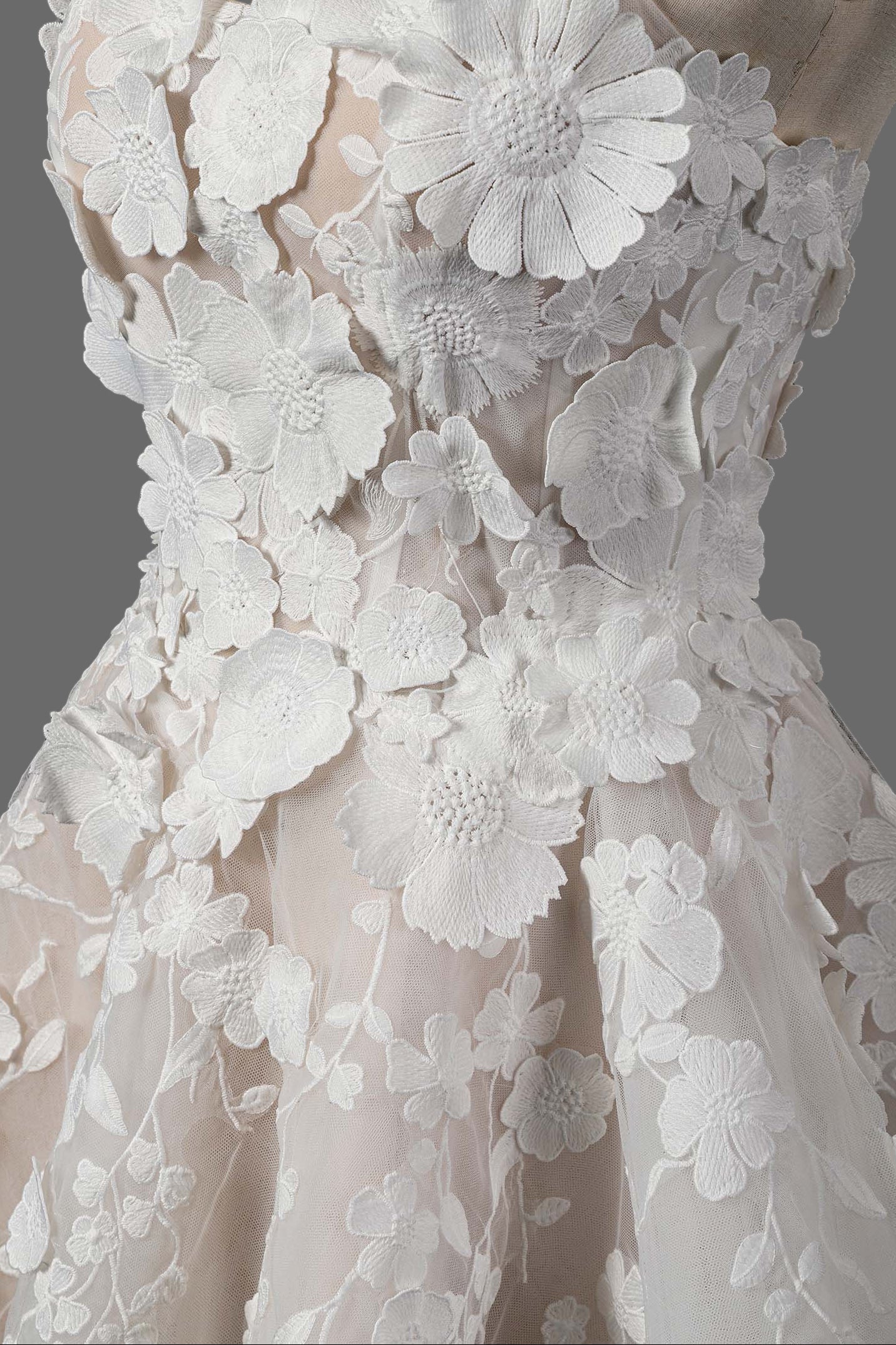 Floral Lace Applique Short Wedding Dress - A-Line Mini Bridal Gown with 3D Flowers