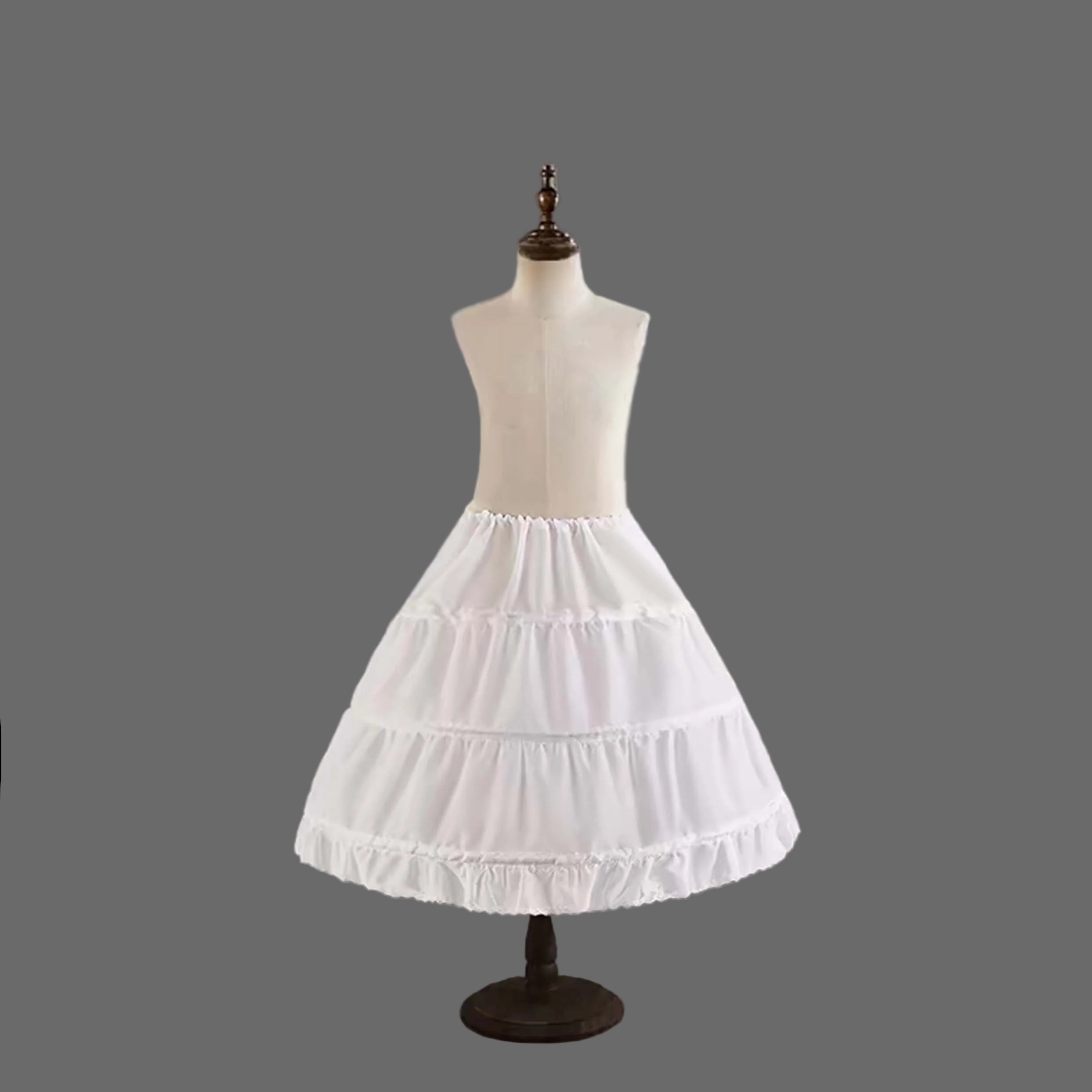 Girls 3-Hoop A-Line Petticoat Crinoline – White Kids Underskirt for Flower Girl, Wedding & Lolita Dress