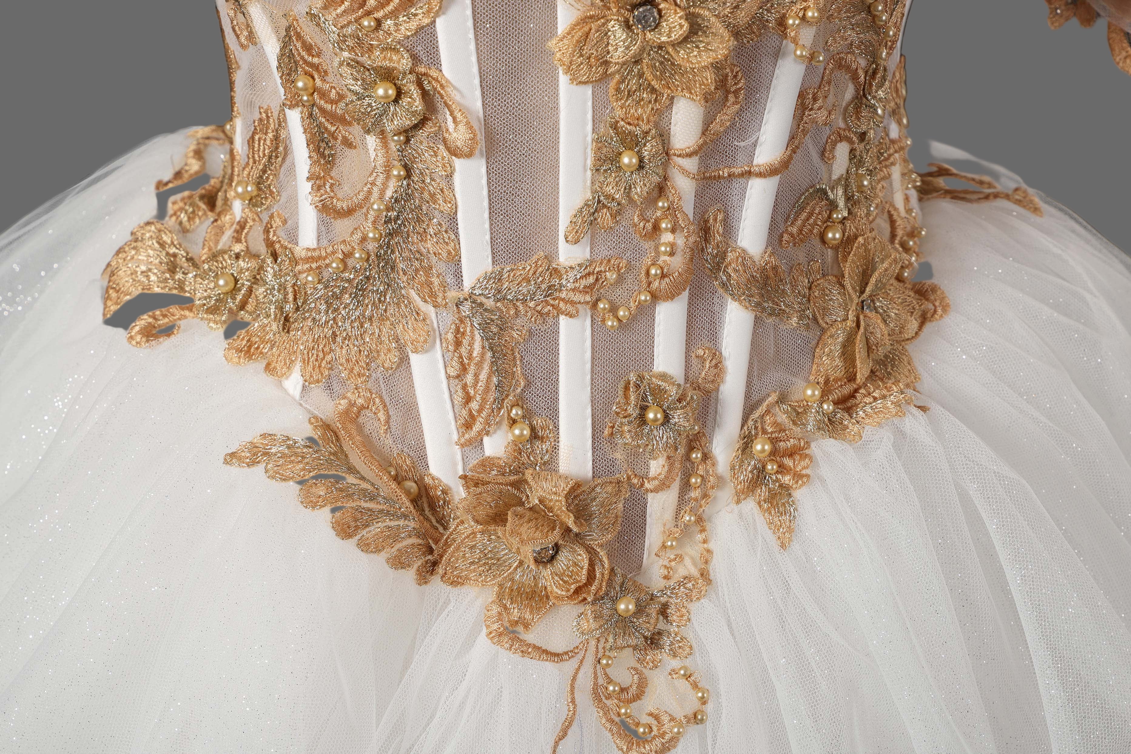 Gold Lace Off-Shoulder Short Ball Gown