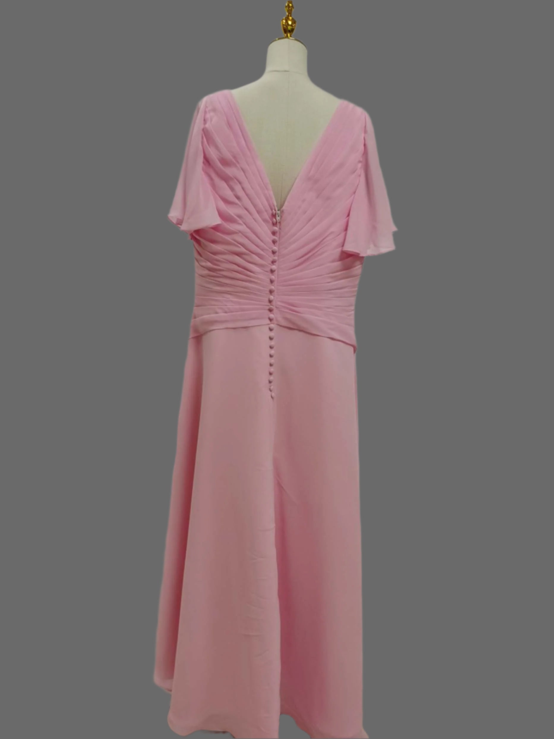 Graceful Chiffon Flutter Sleeve Dress - Perfect for Special Occasions & Celebrations