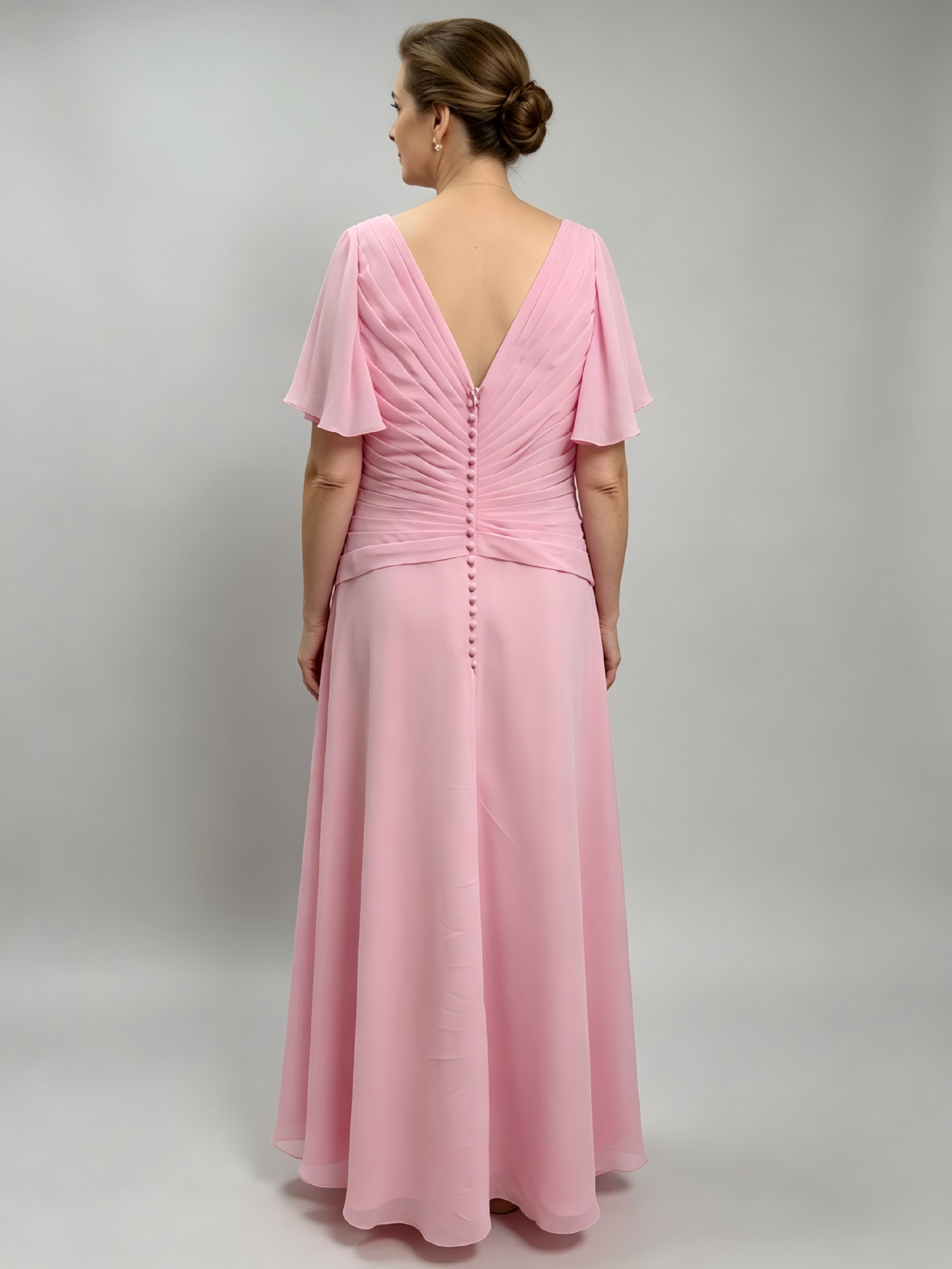 Graceful Chiffon Flutter Sleeve Dress - Perfect for Special Occasions & Celebrations