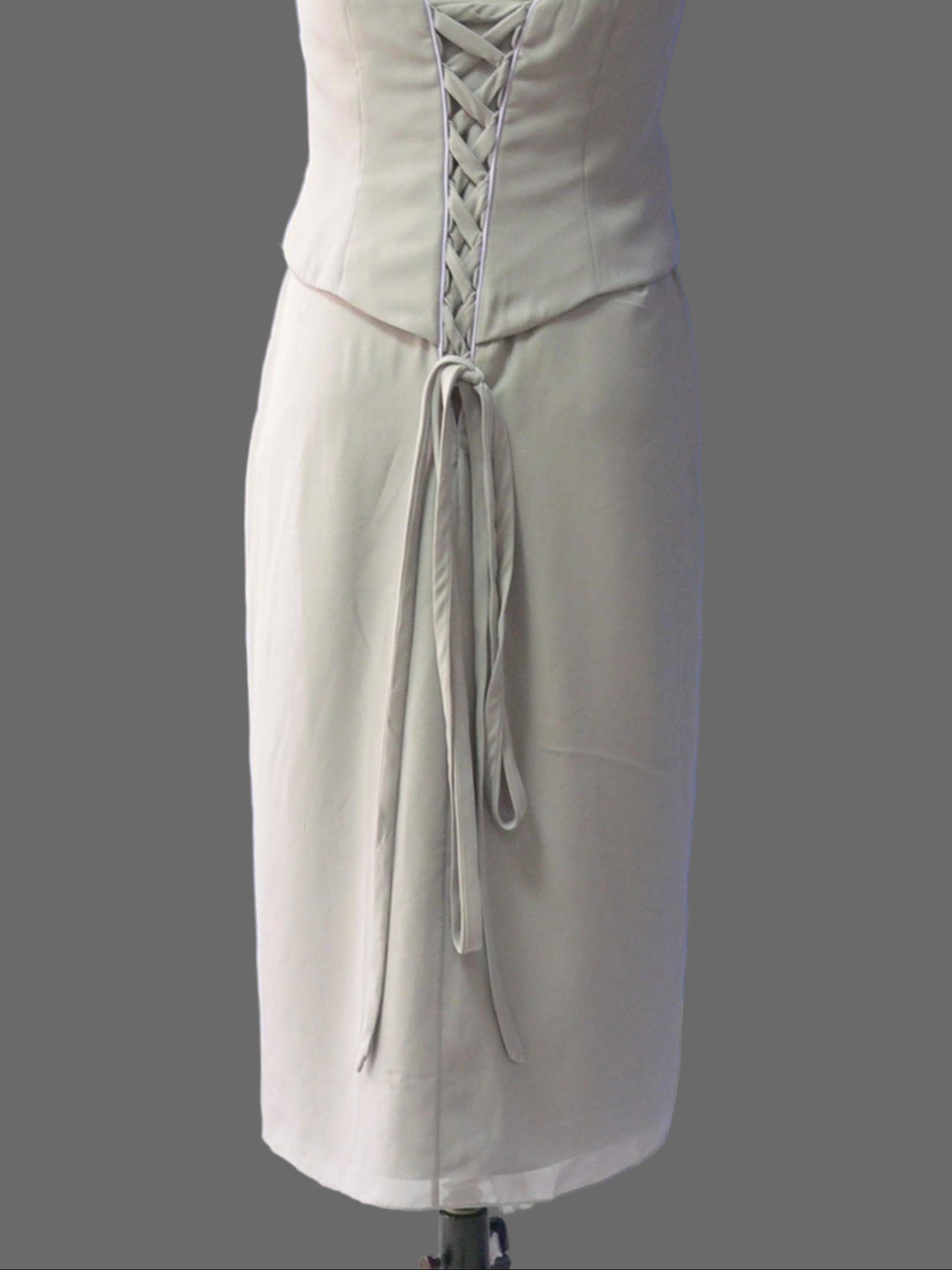 Gray Pink Strapless Mother of the Bride Dress with Sash - Elegant Two Tone Gown