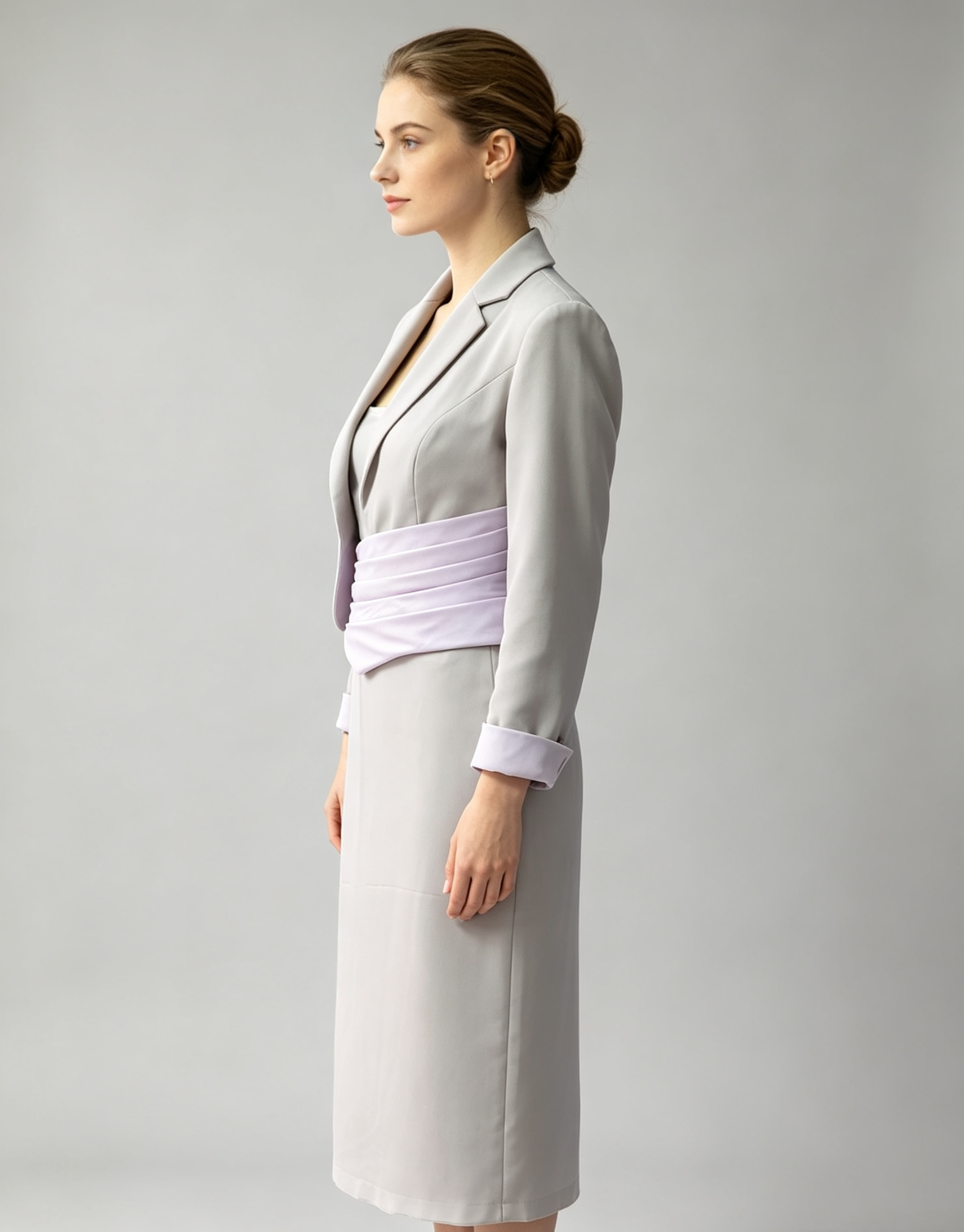 Gray Pink Strapless Mother of the Bride Dress with Sash - Elegant Two Tone Gown
