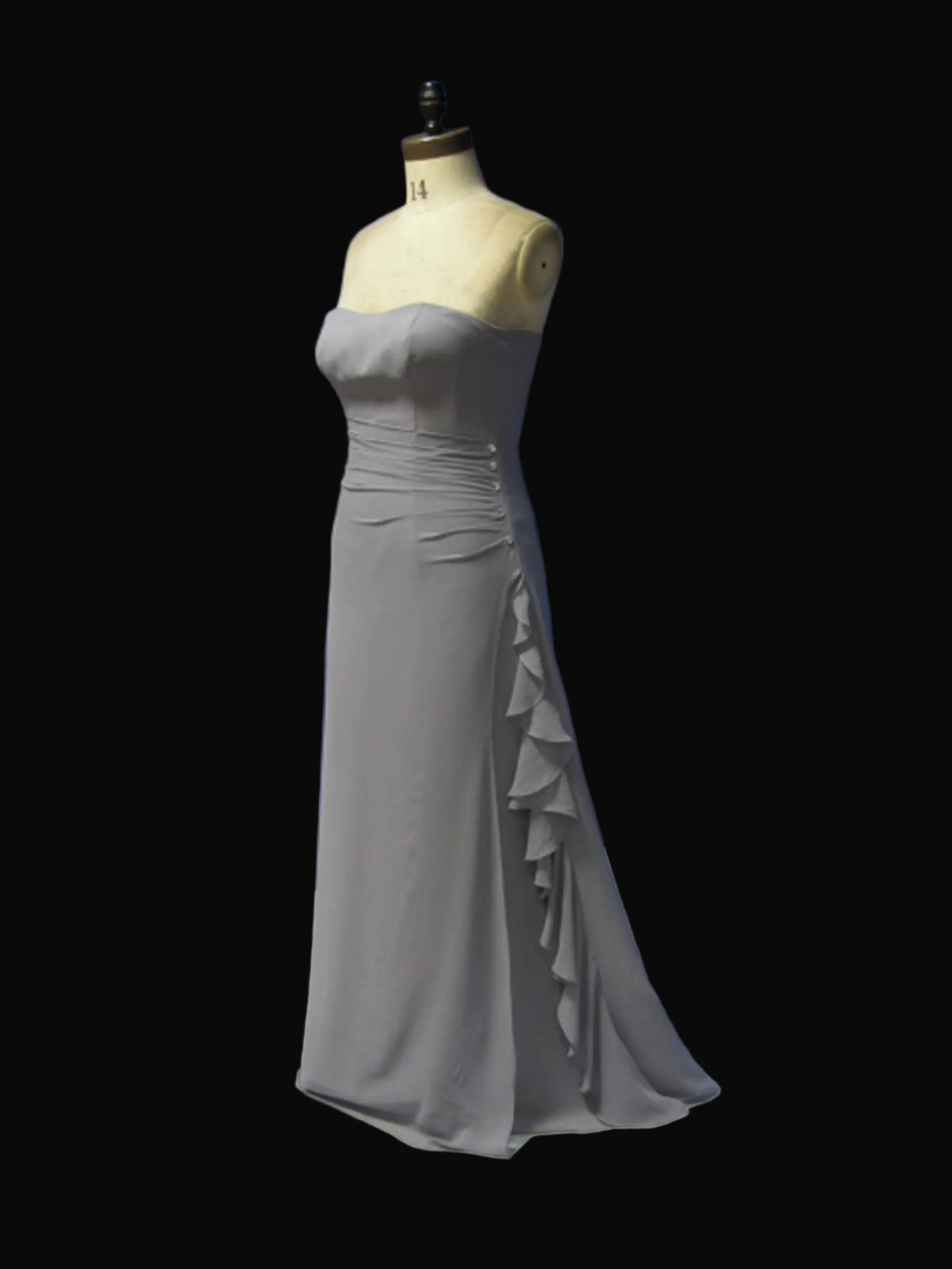 Gray Strapless Chiffon Bridesmaid Dress