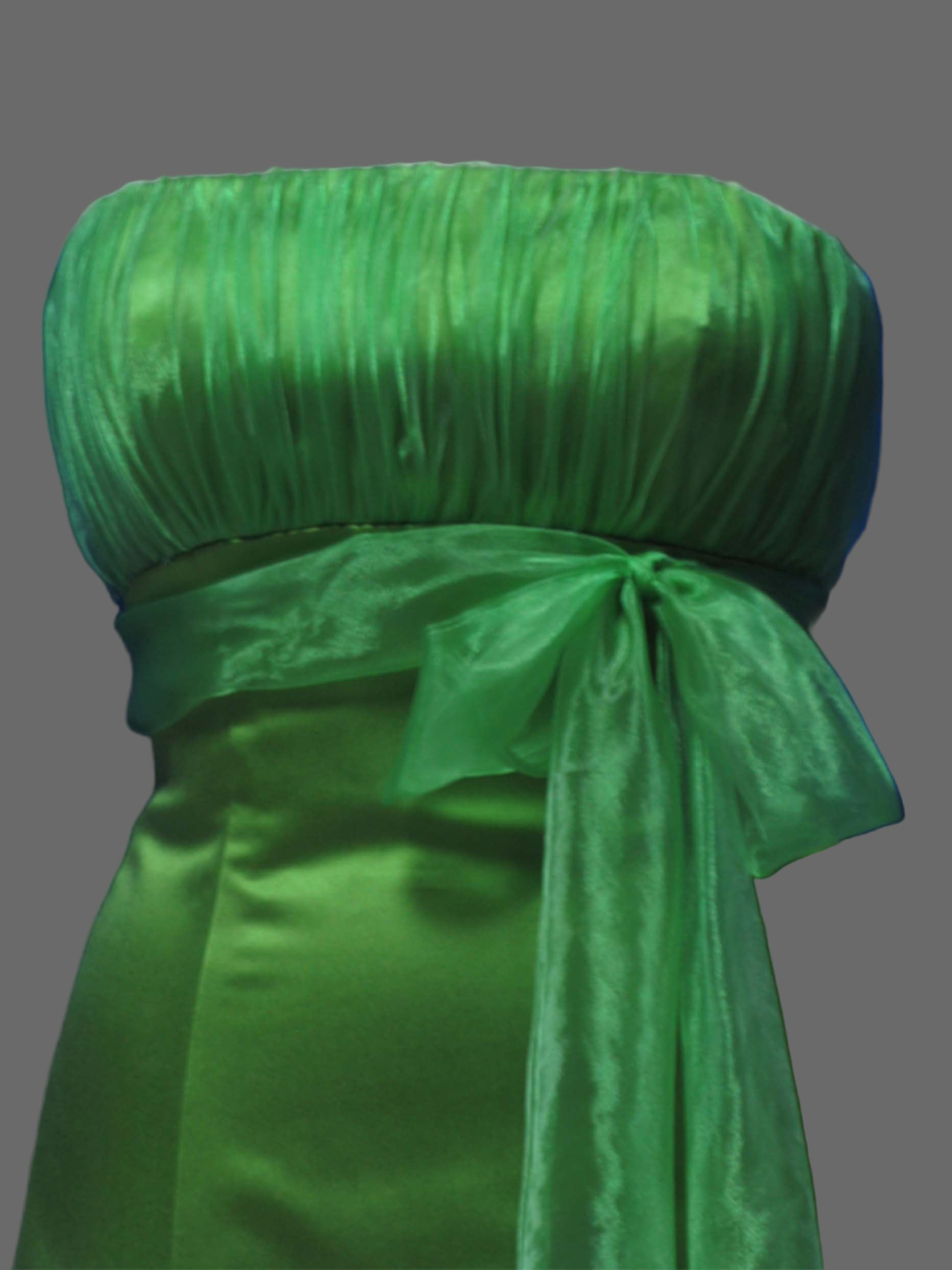 Green Strapless Bridesmaid Dress with Bow Sash - A-Line Formal Gown