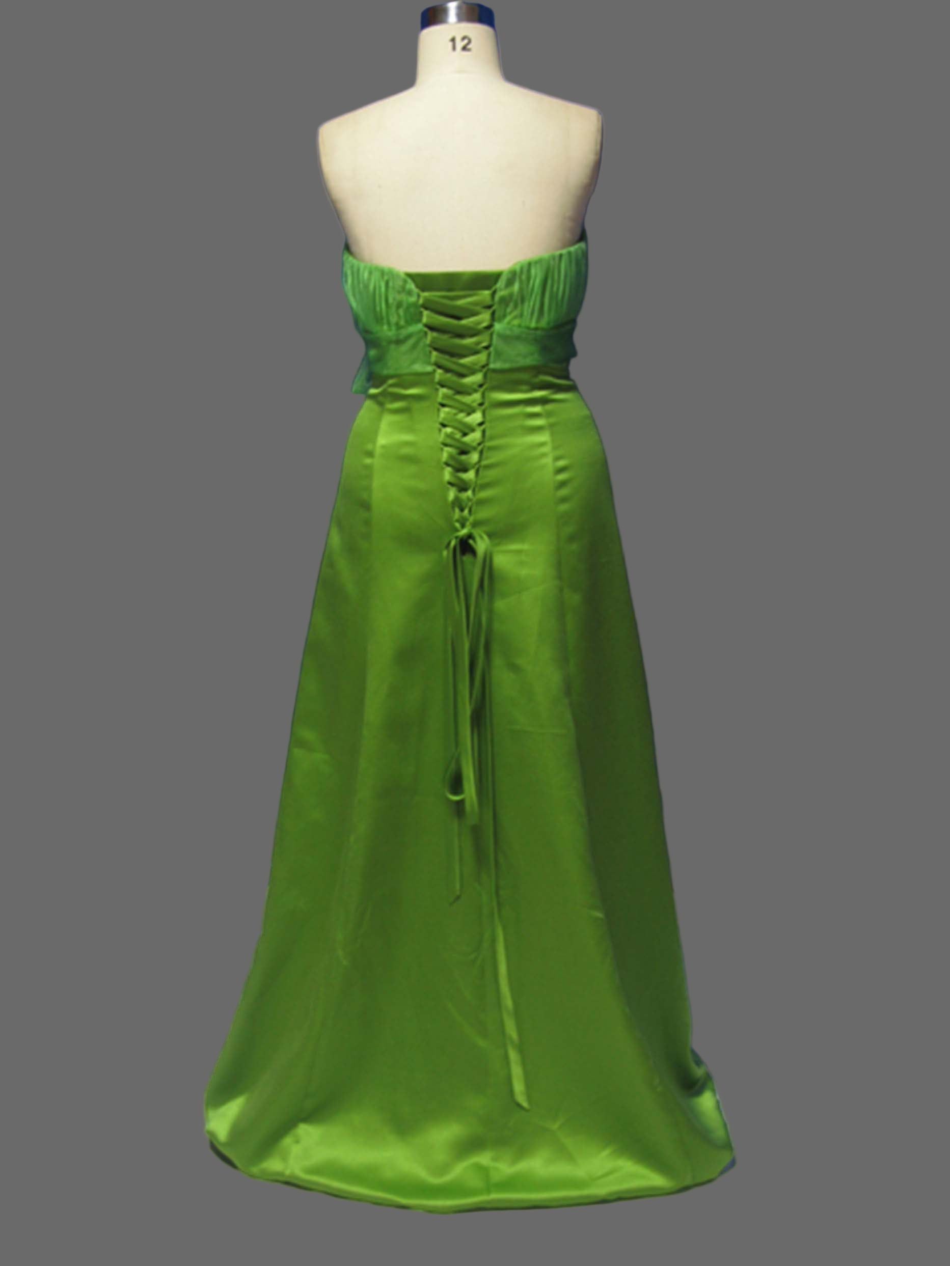 Green Strapless Bridesmaid Dress with Bow Sash - A-Line Formal Gown