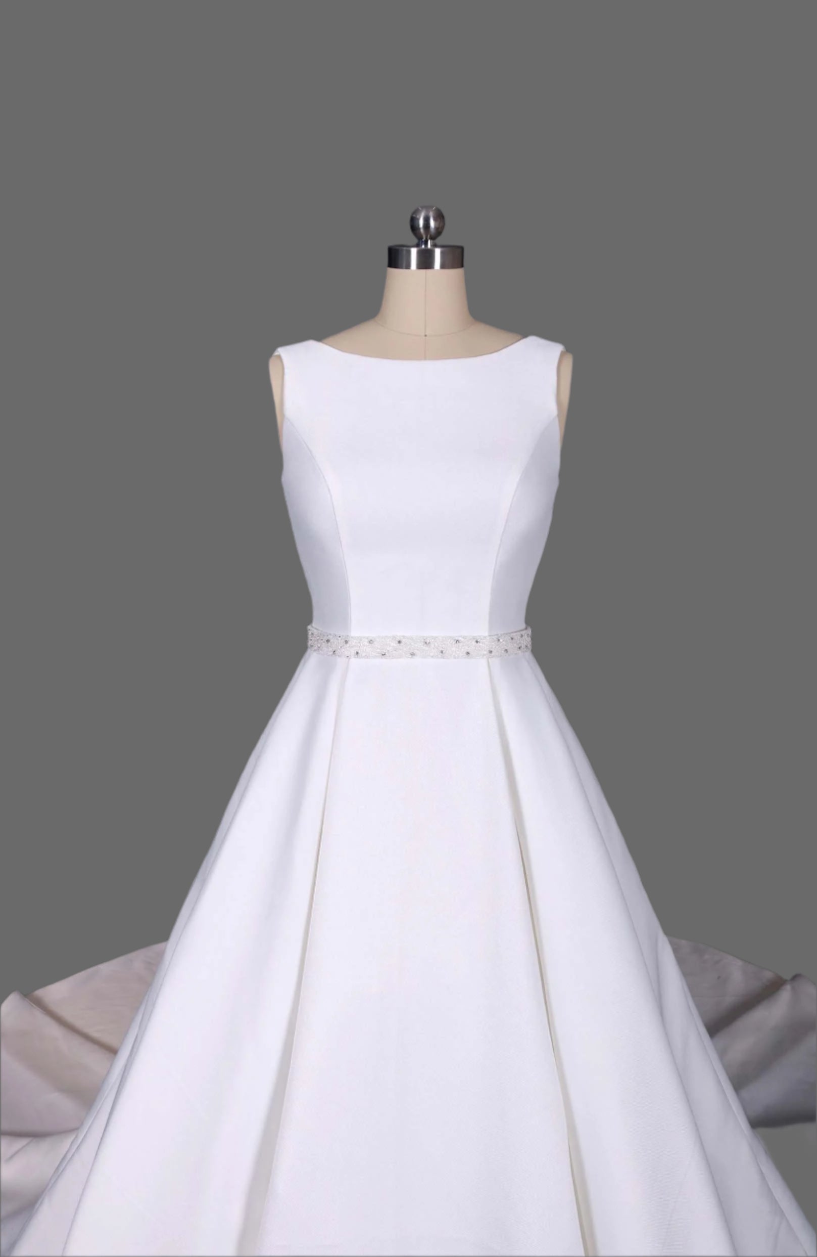 High Neck Satin A-Line Wedding Dress