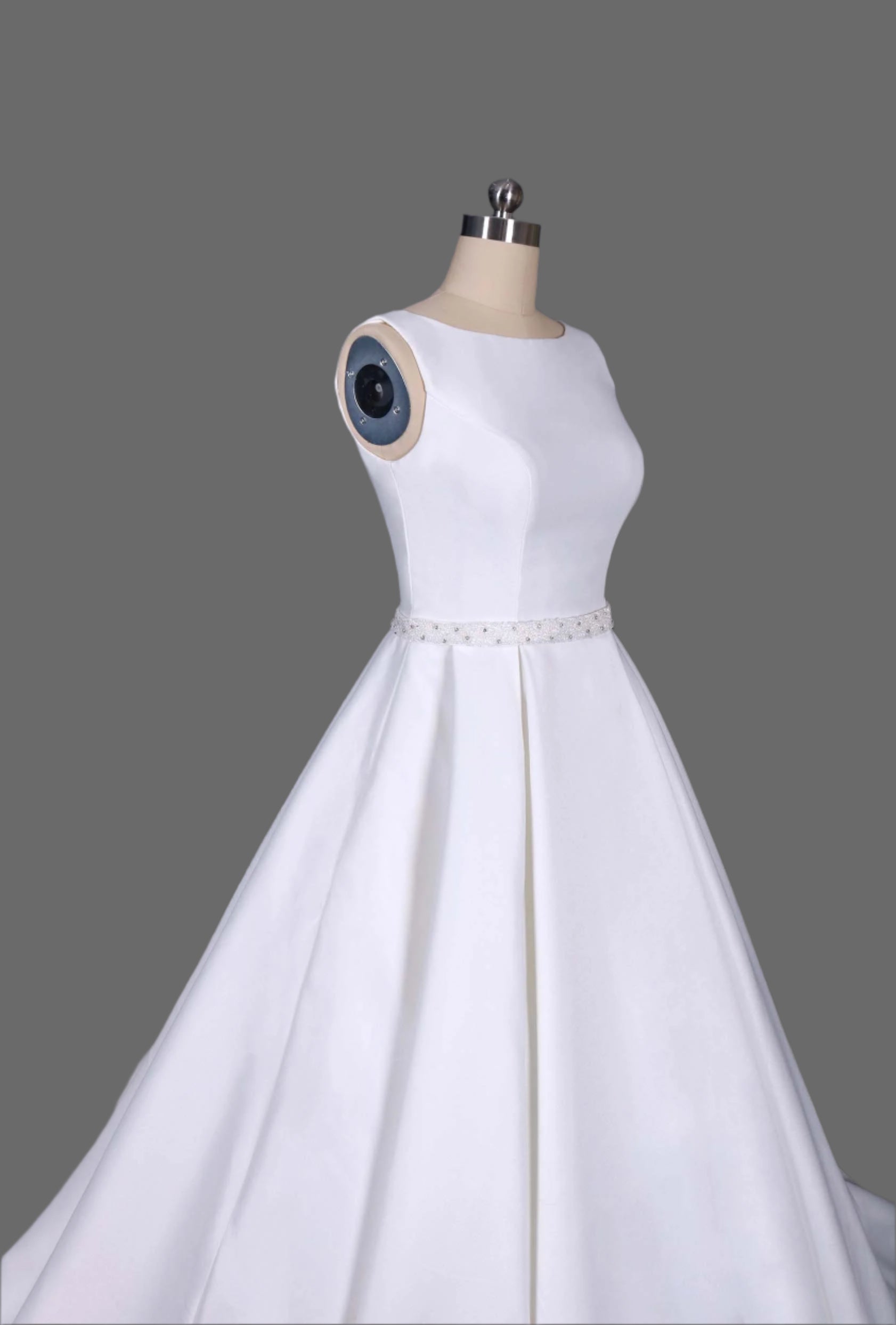 High Neck Satin A-Line Wedding Dress