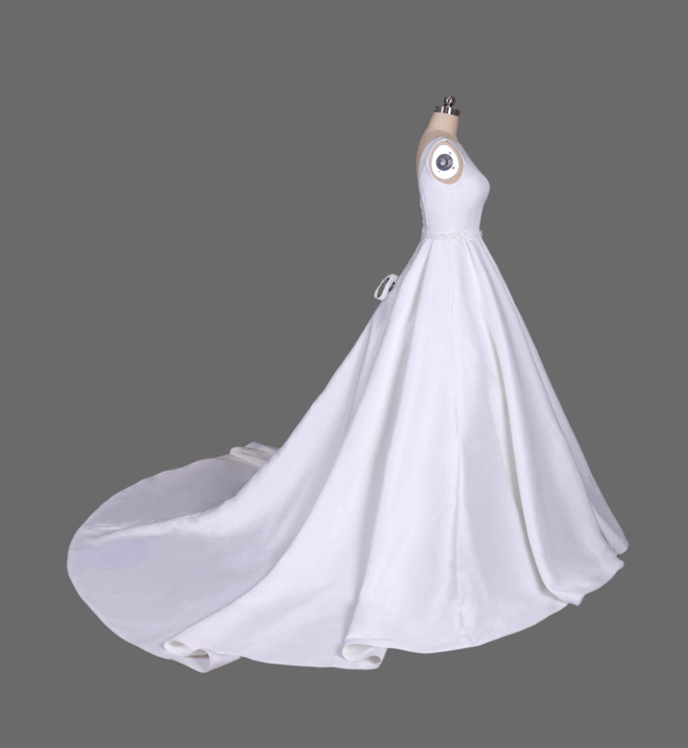 High Neck Satin A-Line Wedding Dress