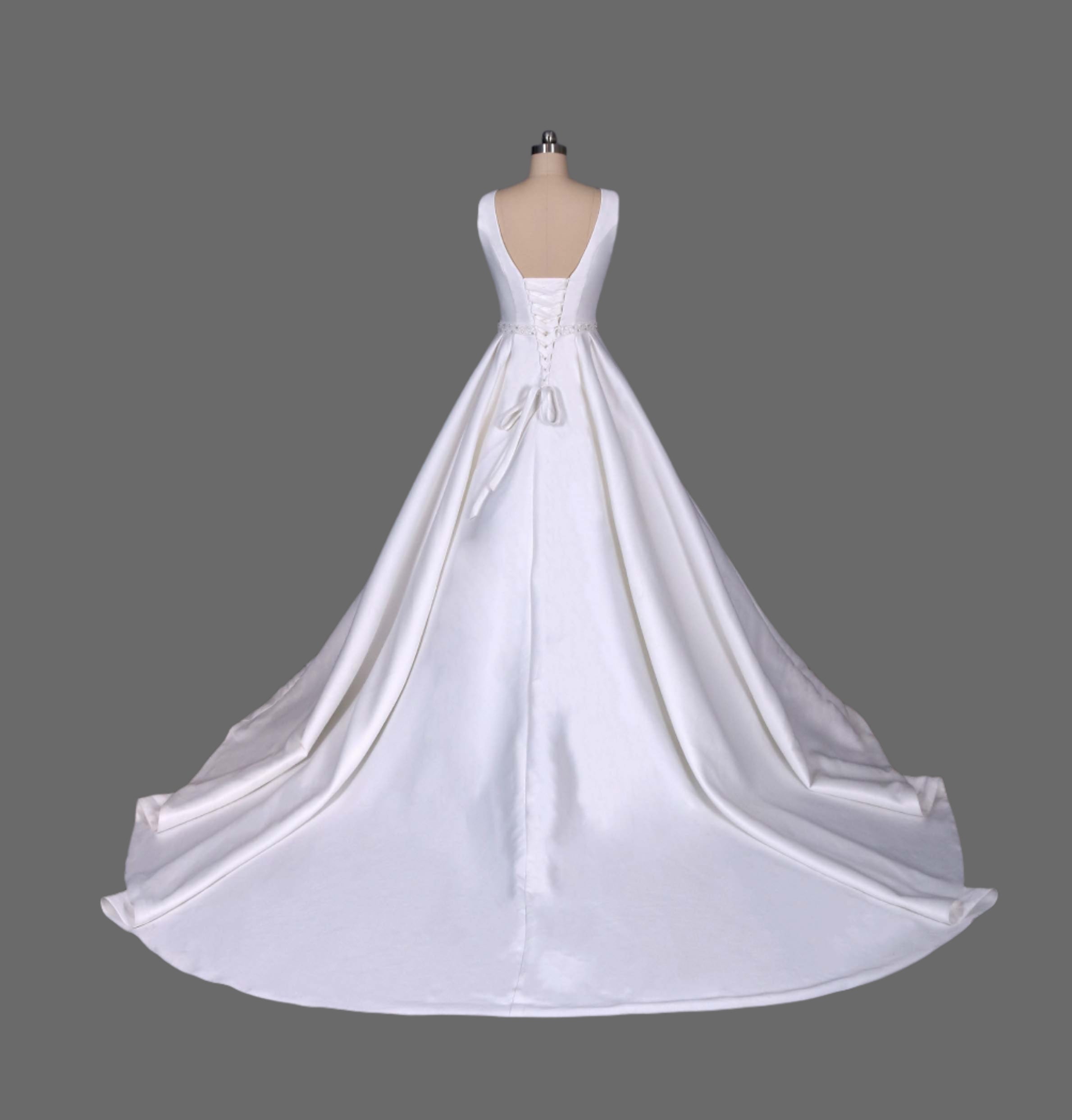High Neck Satin A-Line Wedding Dress