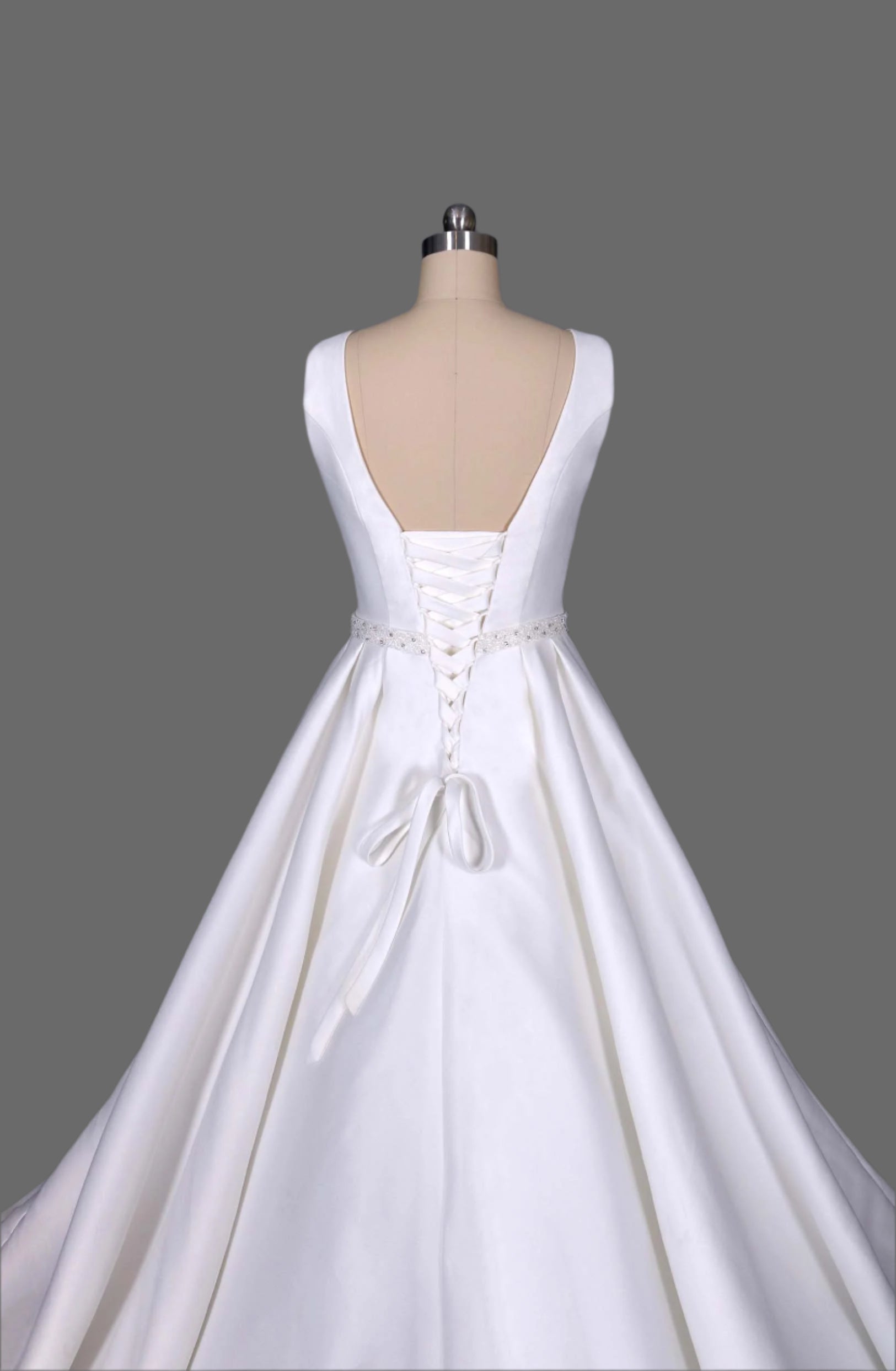 High Neck Satin A-Line Wedding Dress