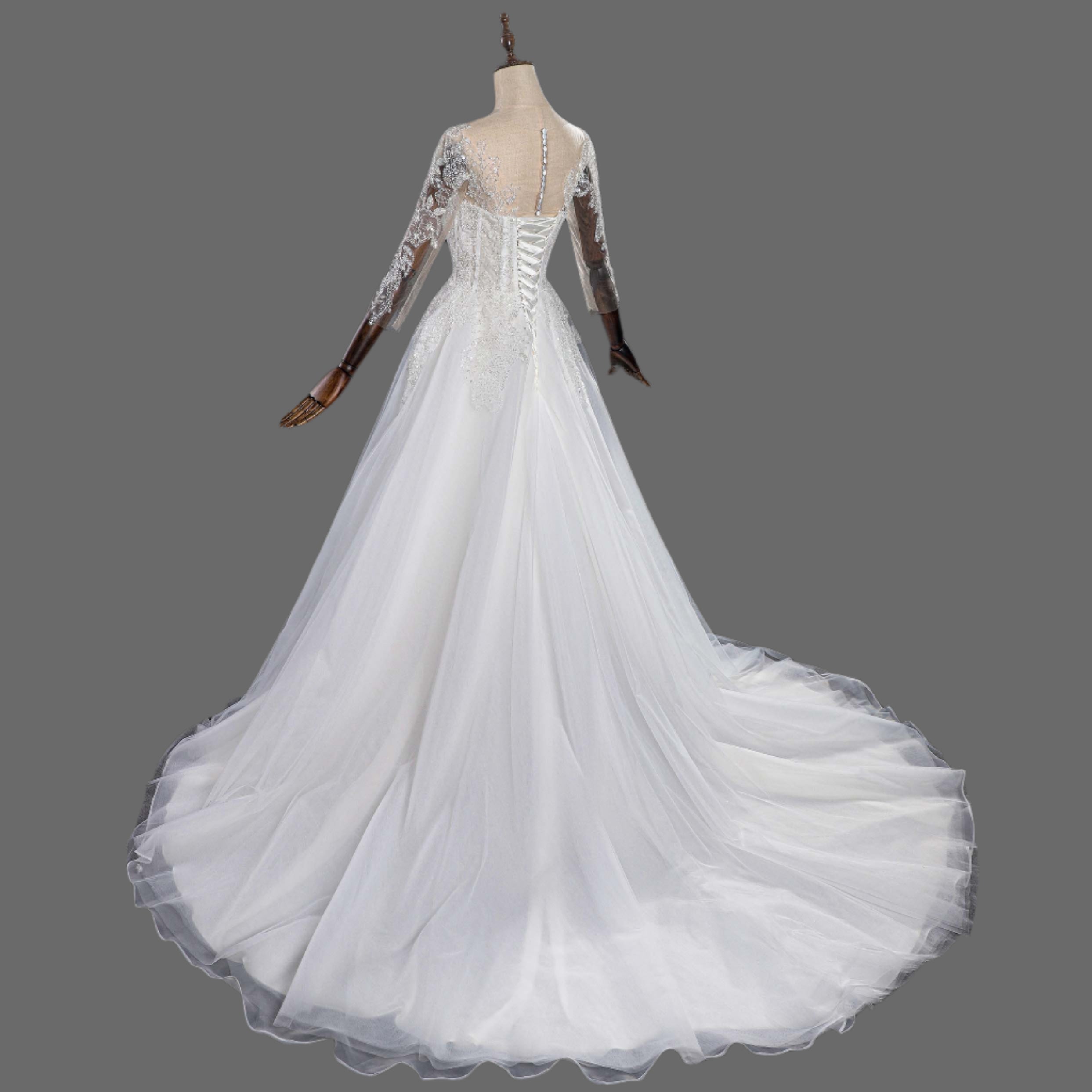 Hot Sale A-Line Tulle Beaded Wedding Dress