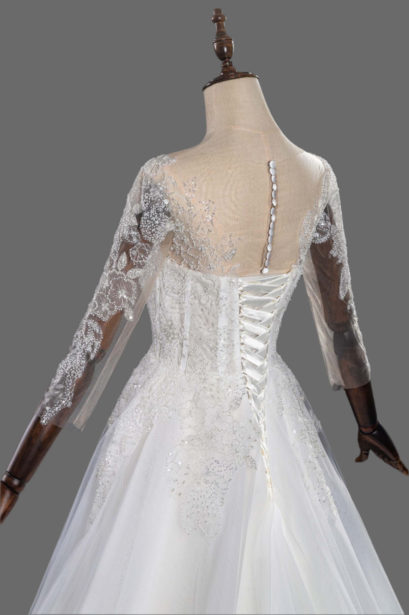 Hot Sale A-Line Tulle Beaded Wedding Dress