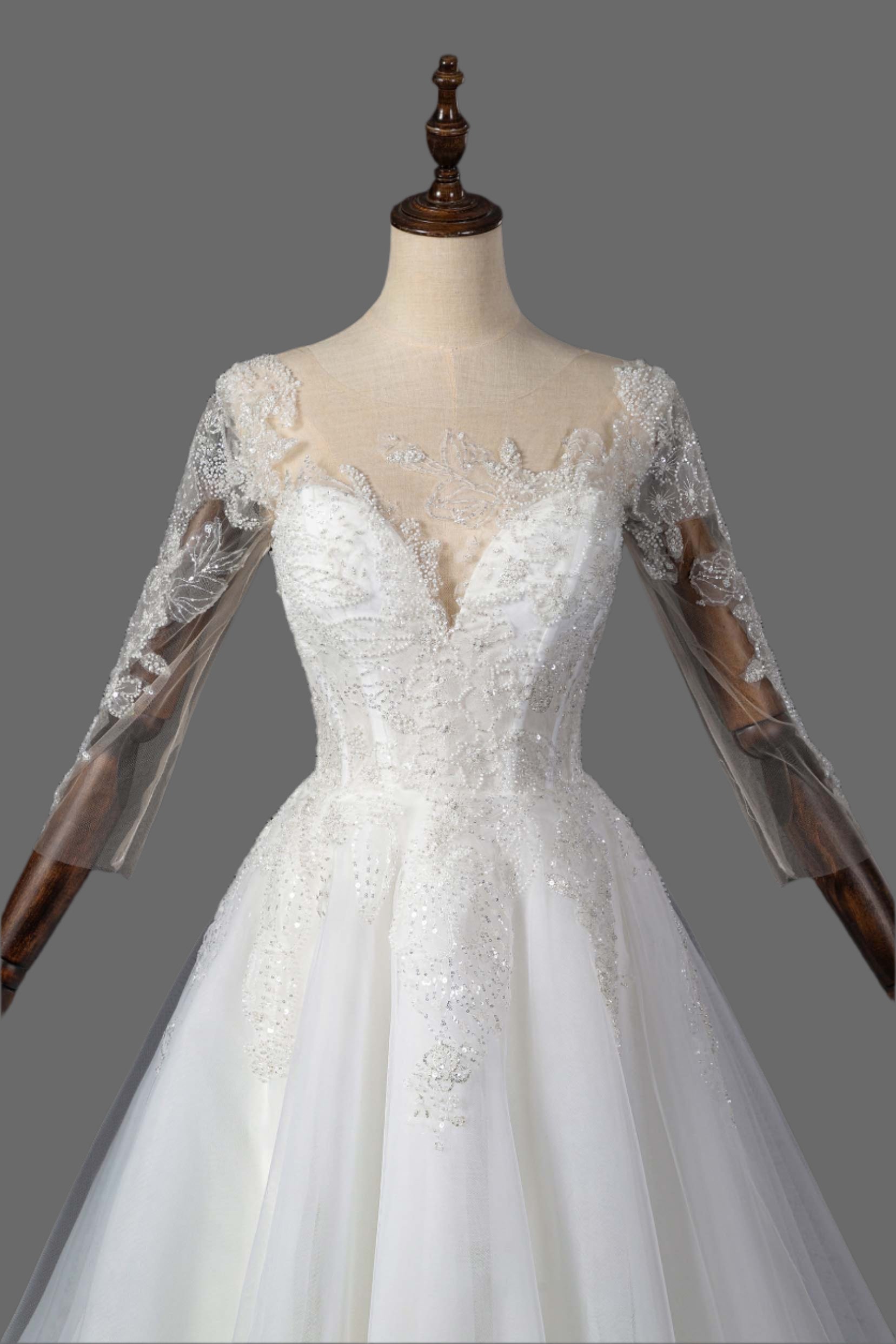 Hot Sale A-Line Tulle Beaded Wedding Dress