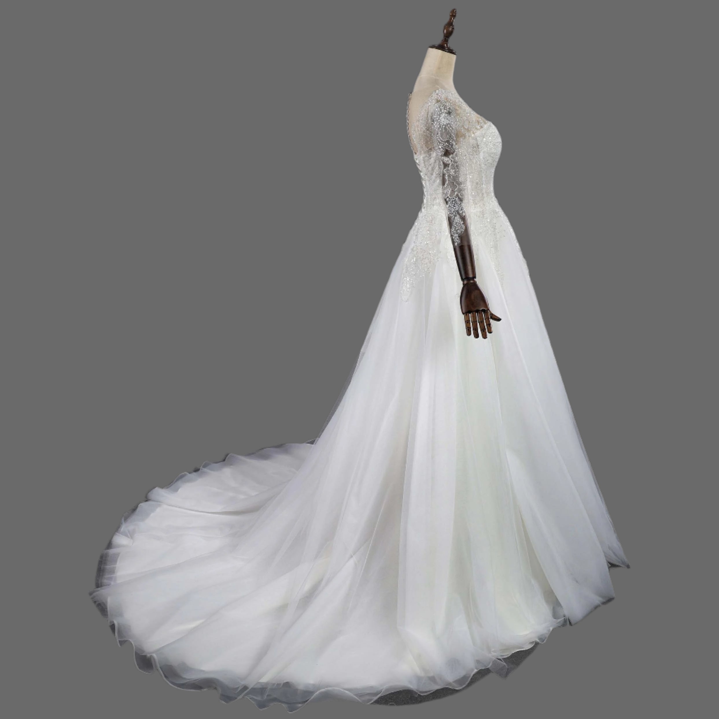 Hot Sale A-Line Tulle Beaded Wedding Dress