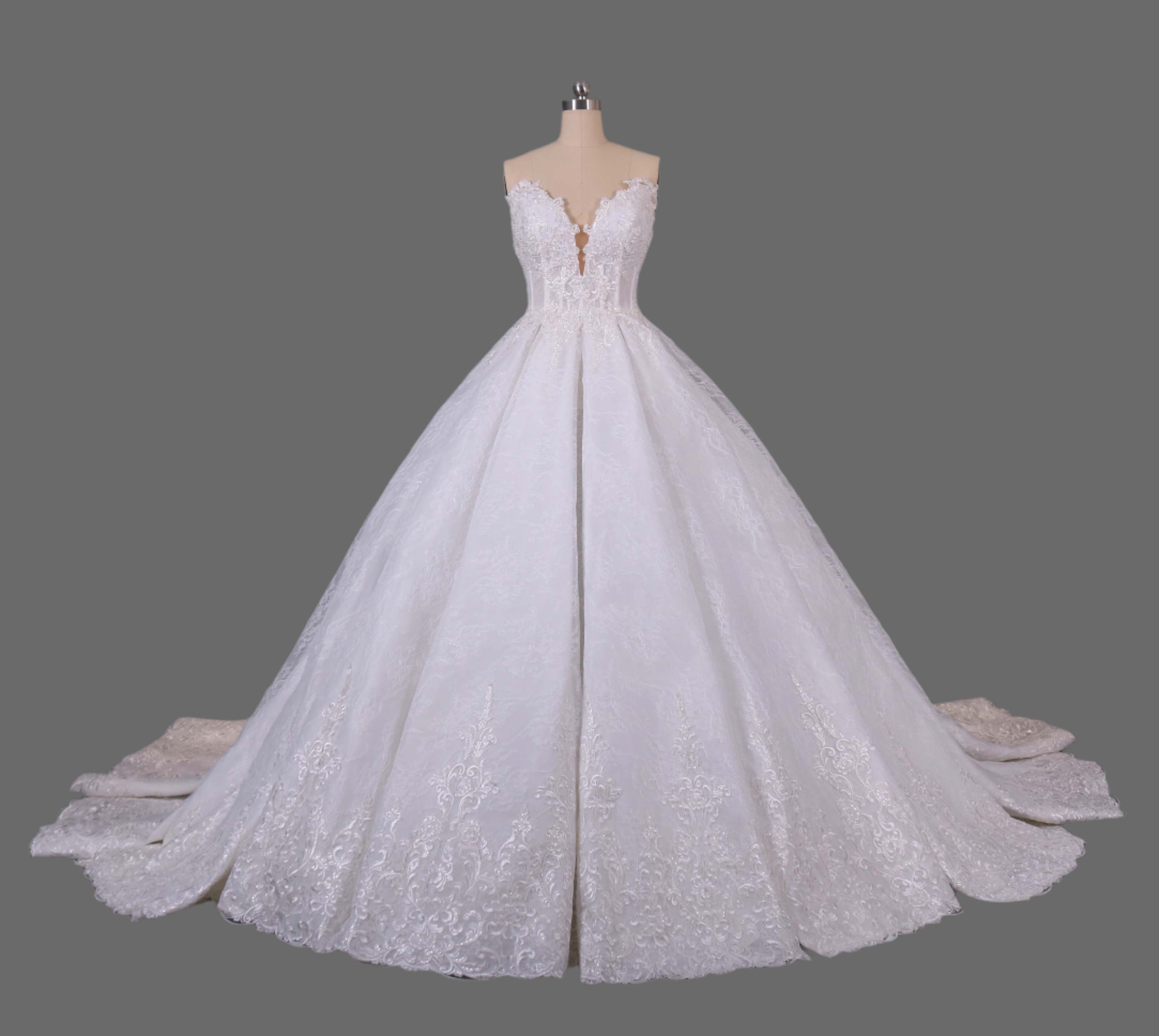 Hot Sale Ball Gown Lace appliques Wedding Dress