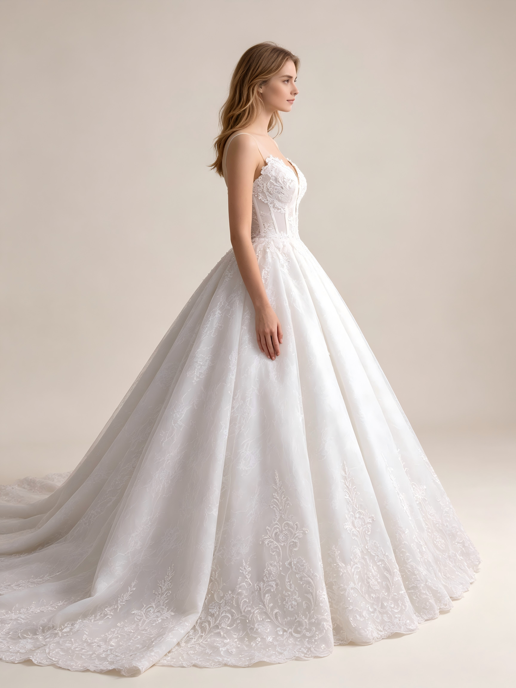 Hot Sale Ball Gown Lace appliques Wedding Dress