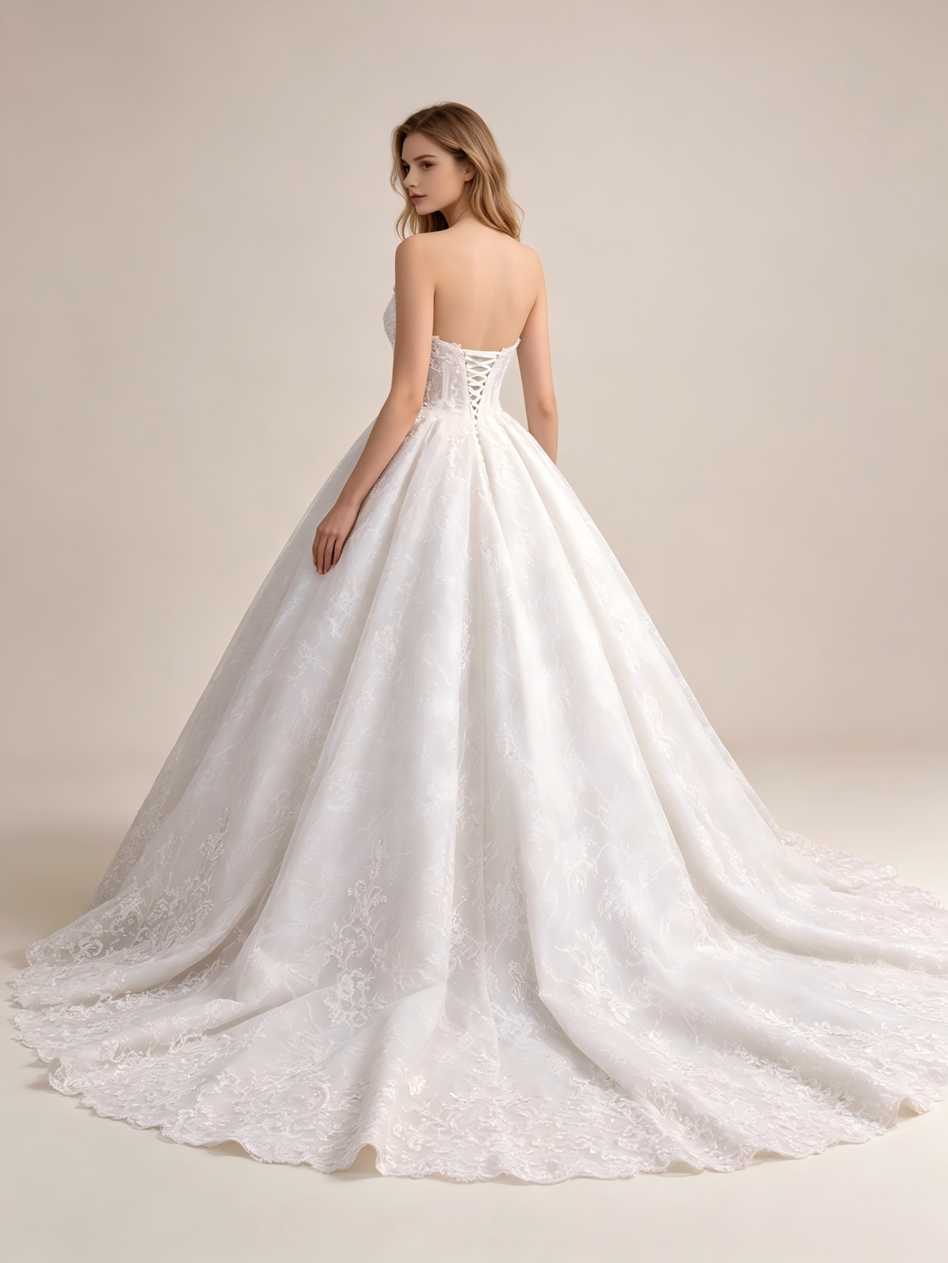 Hot Sale Ball Gown Lace appliques Wedding Dress