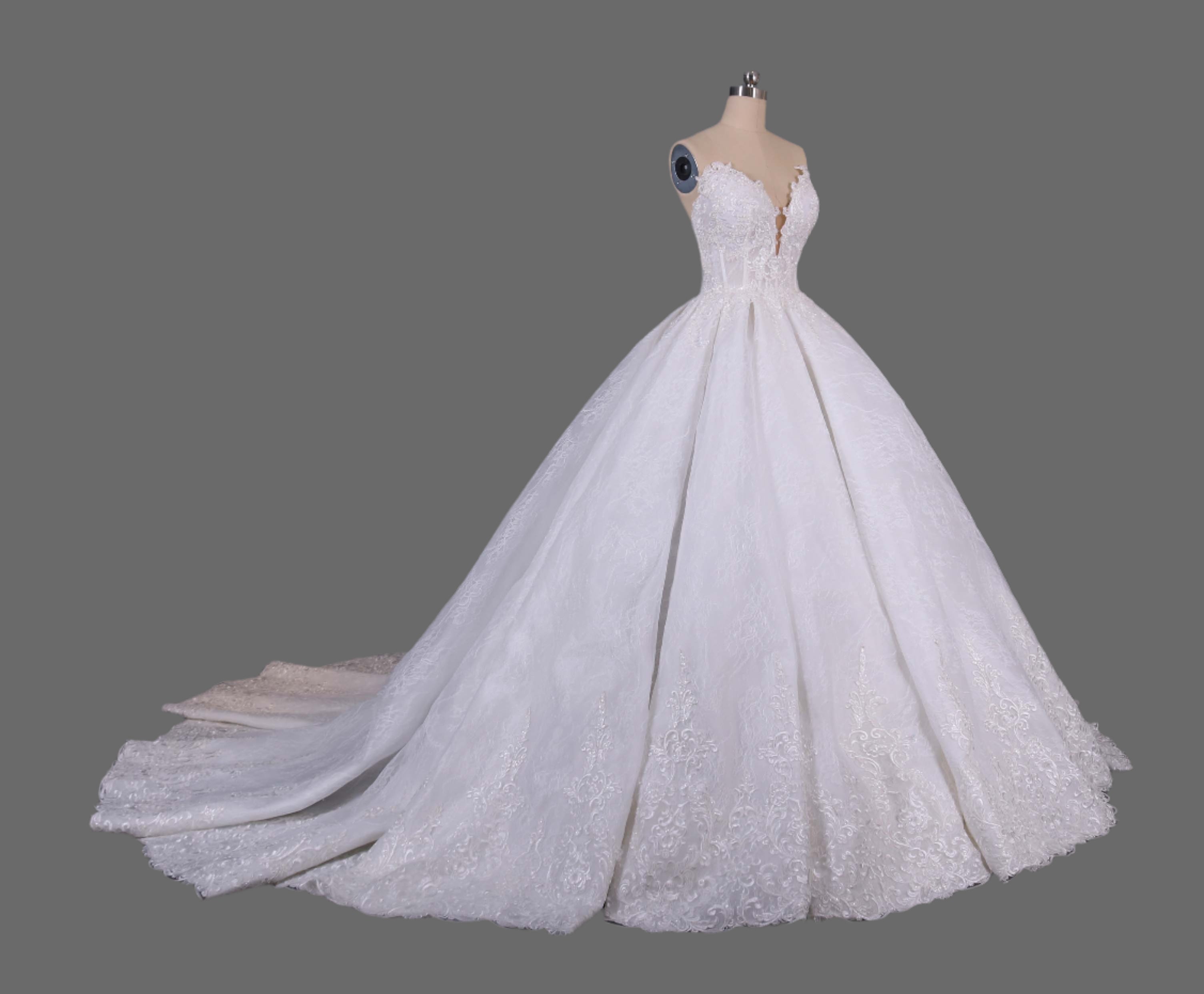 Hot Sale Ball Gown Lace appliques Wedding Dress