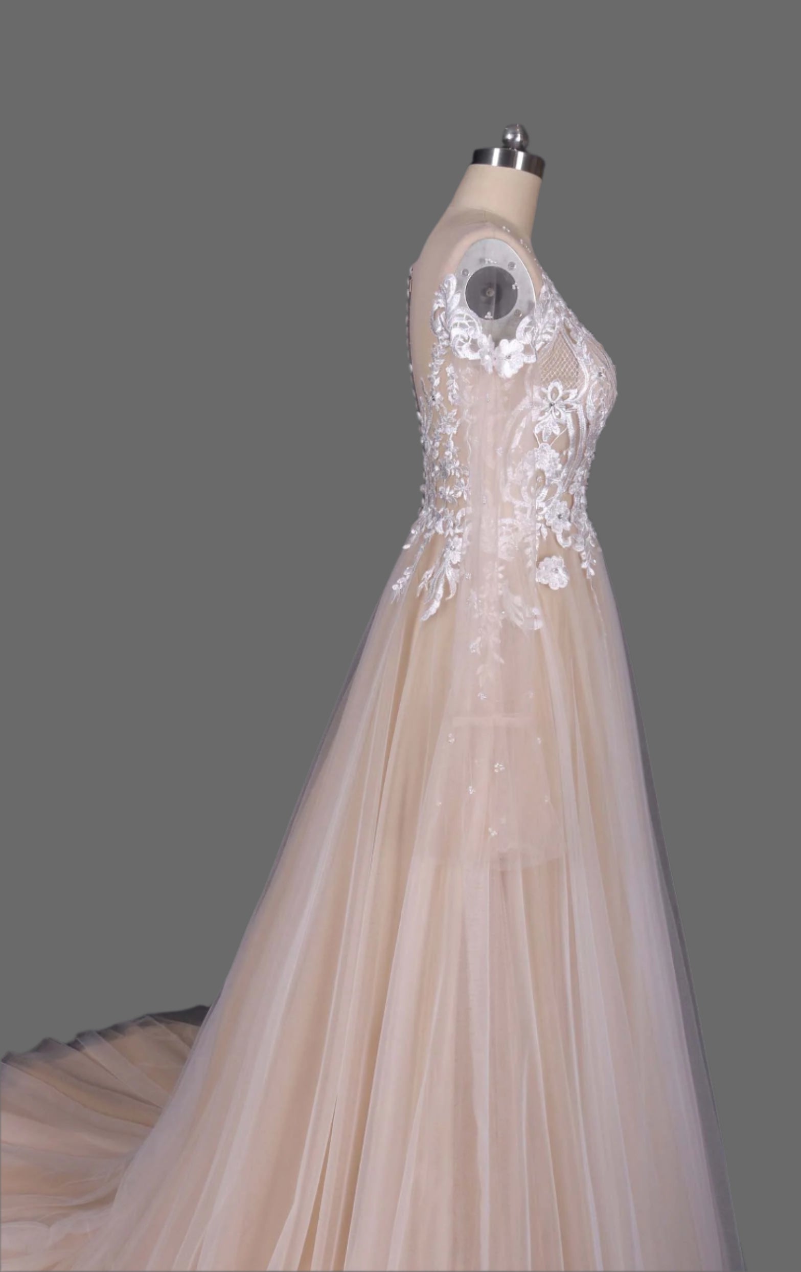 Hot sale Lace and Tulle A-Line Wedding Dress with Long Sleeves - Designer Bridal Gown for the Modern Bride