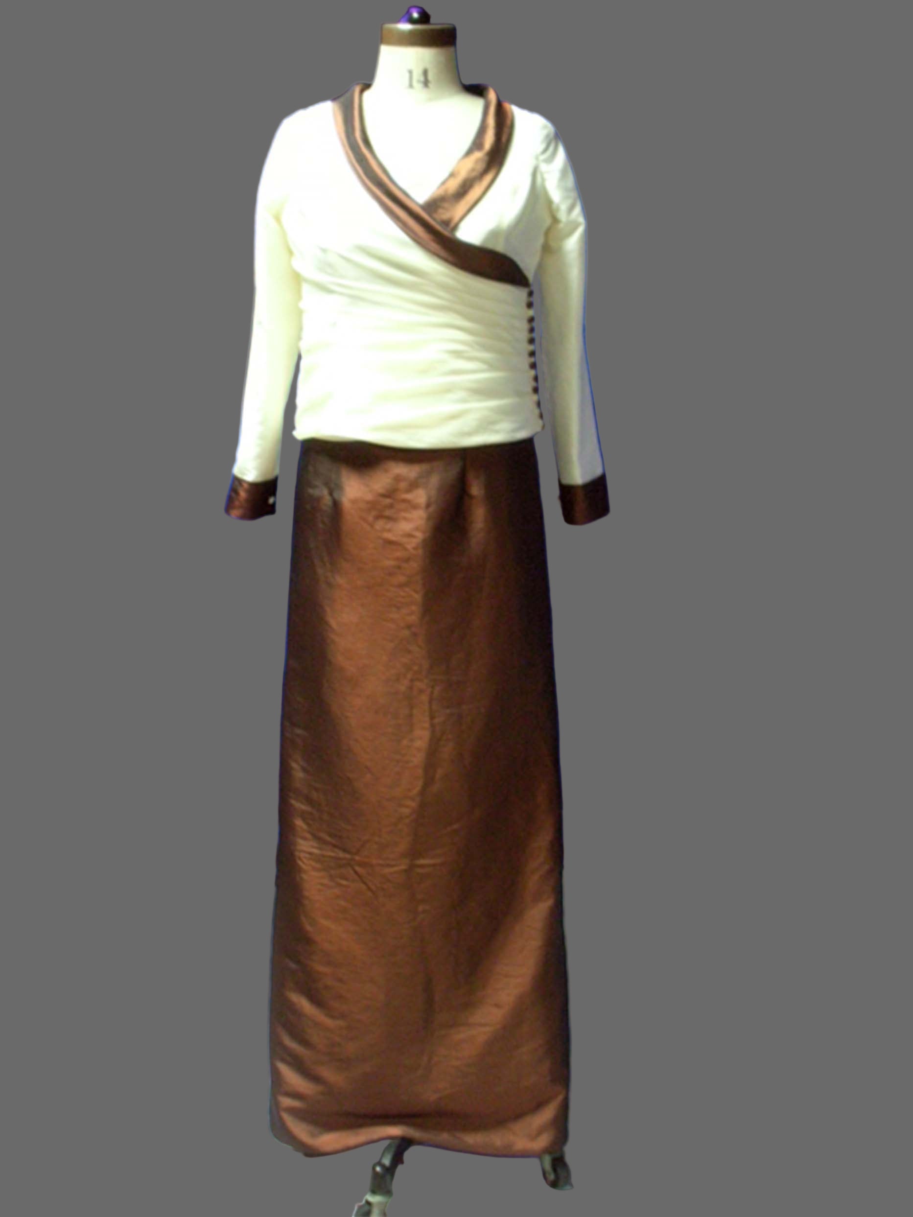 Ivory Brown Two Tone Mother of the Bride Dress - Floor Length Gown