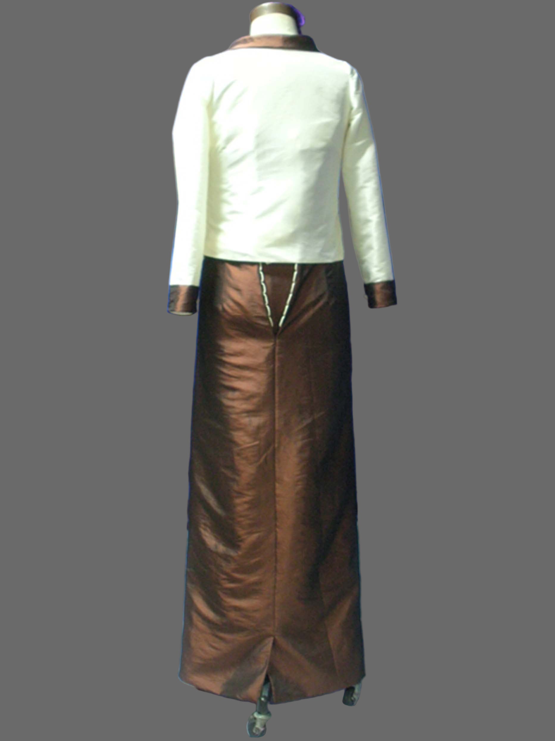 Ivory Brown Two Tone Mother of the Bride Dress - Floor Length Gown