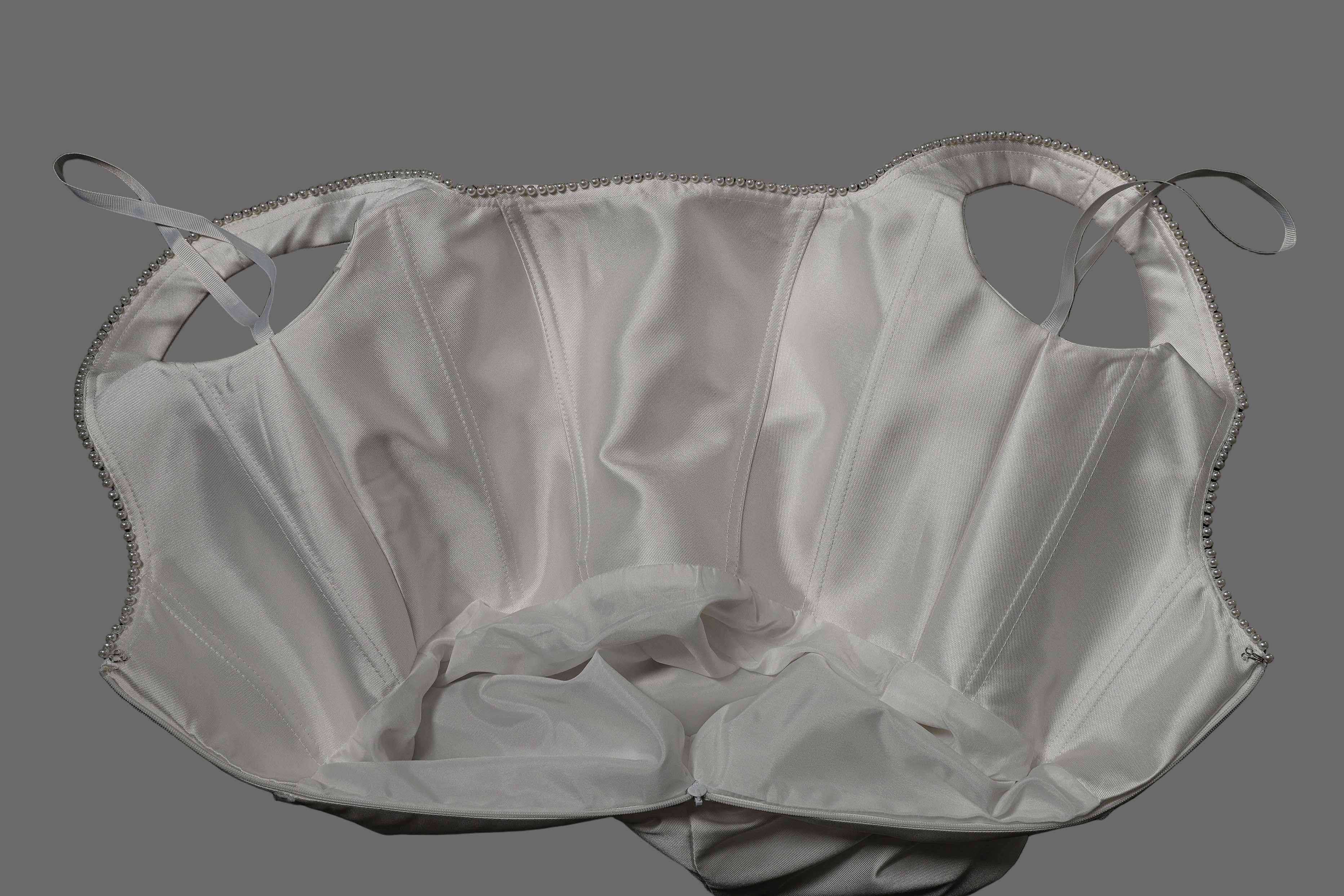 Ivory Corset Mini Wedding Dress - Modern Satin Bridal Gown with Square Neckline