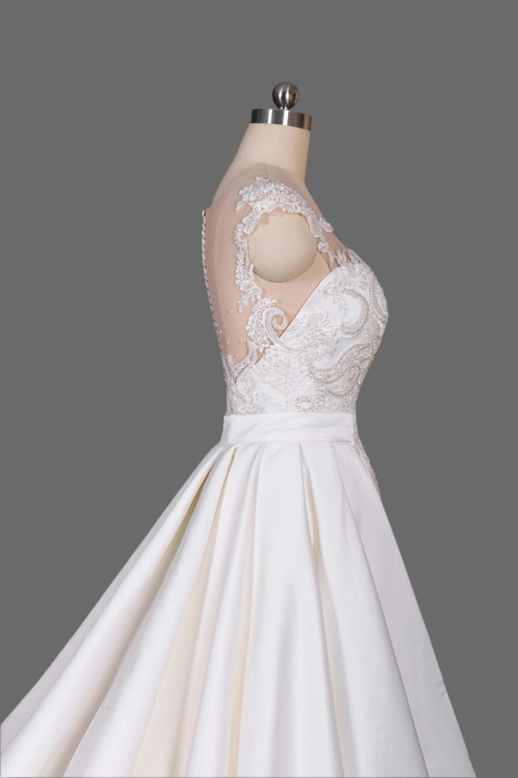 Lace Applique Mermaid Gown with Detachable Train