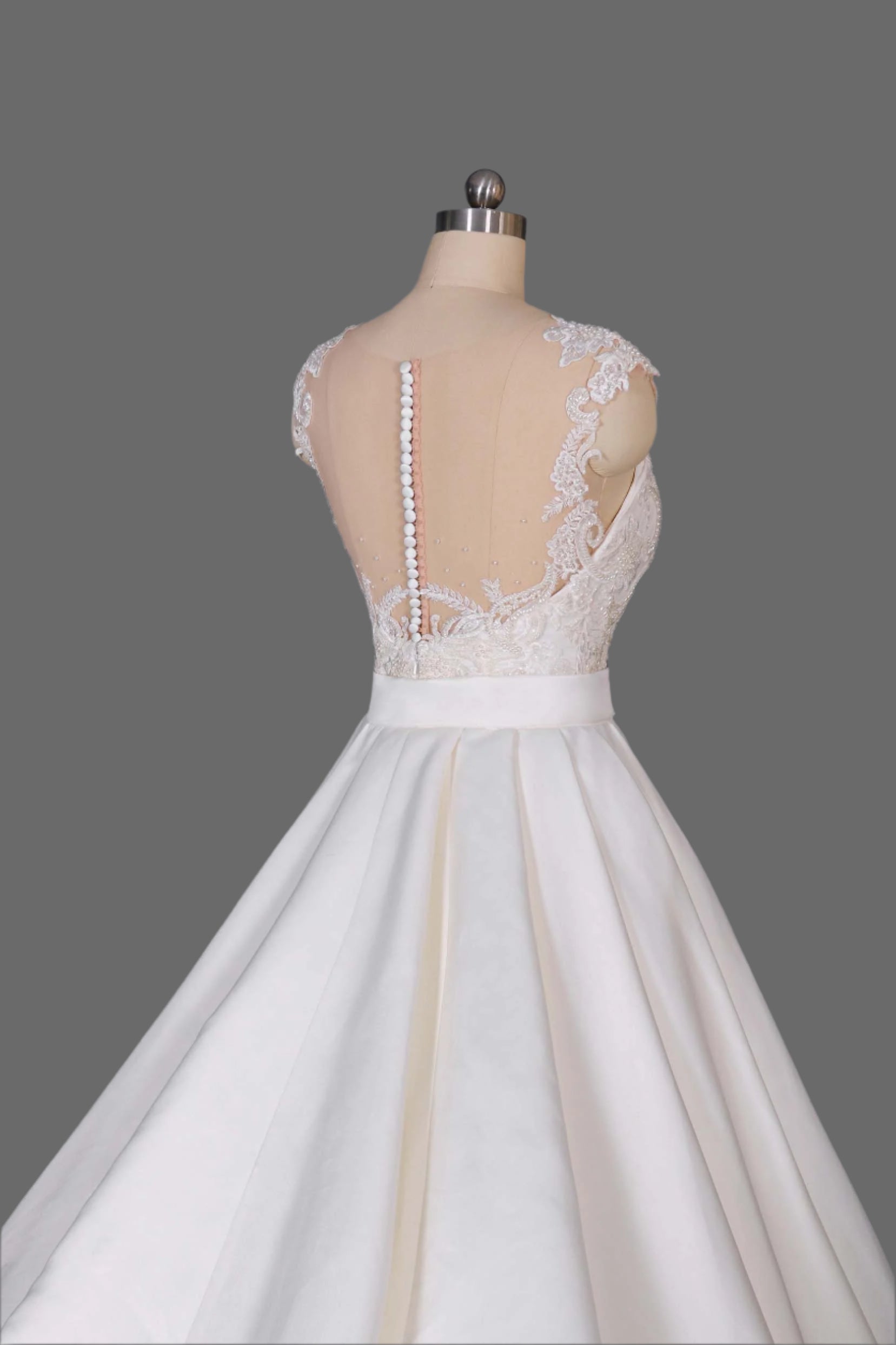 Lace Applique Mermaid Gown with Detachable Train