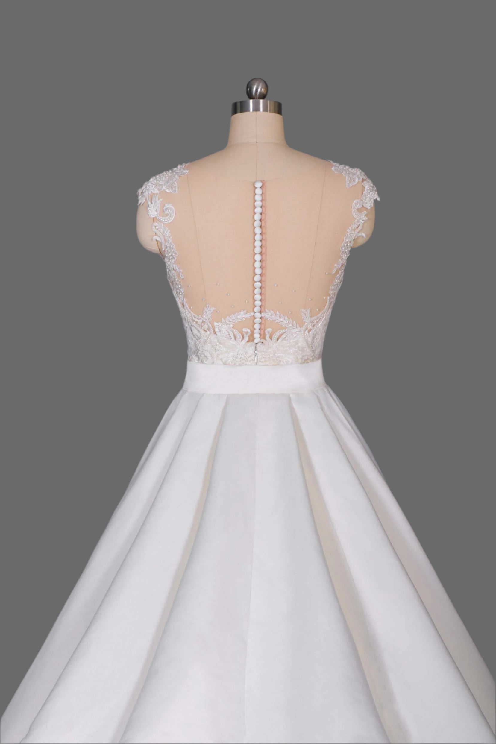 Lace Applique Mermaid Gown with Detachable Train