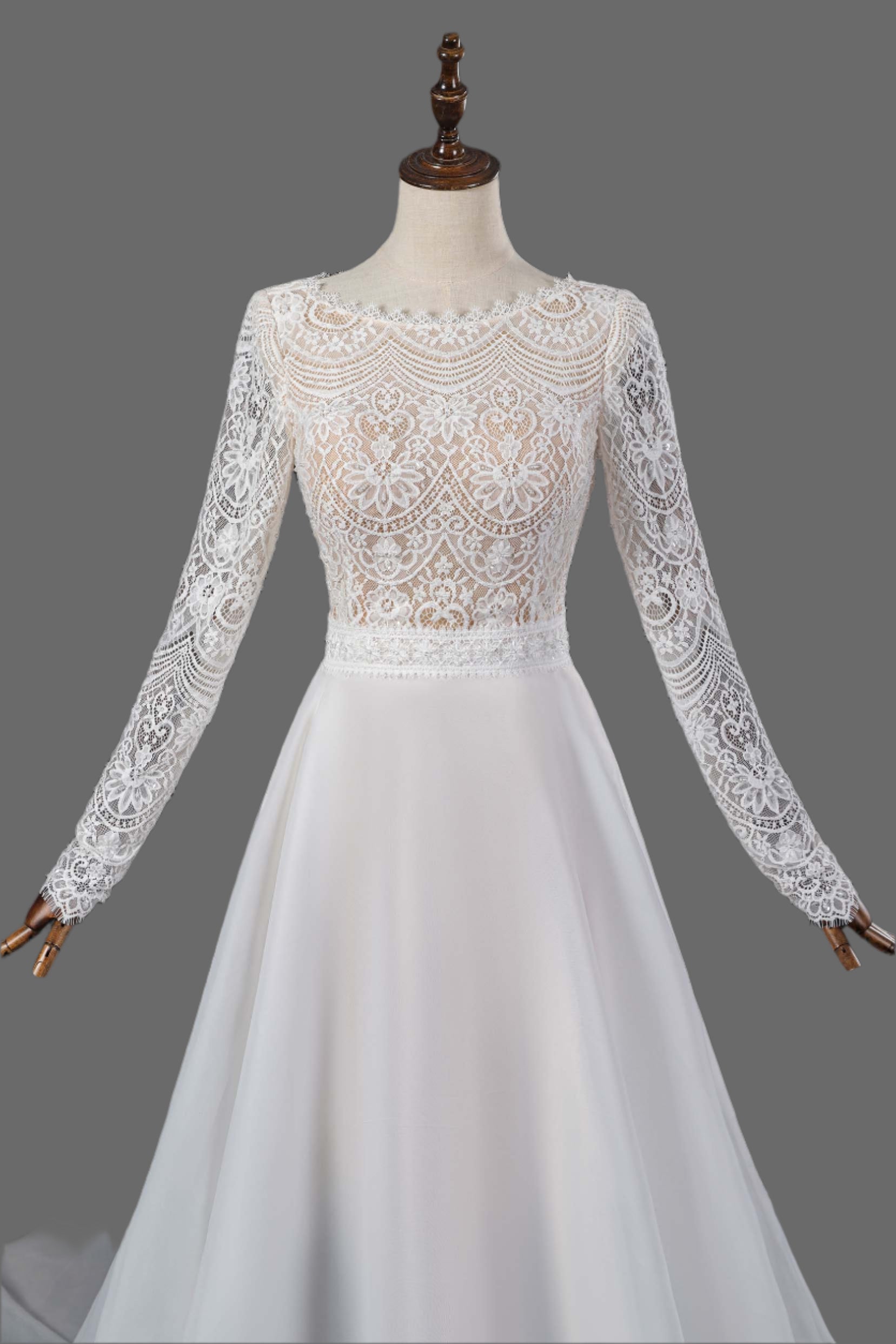 Lace Short A-line Bridal Dress with Detachable Train