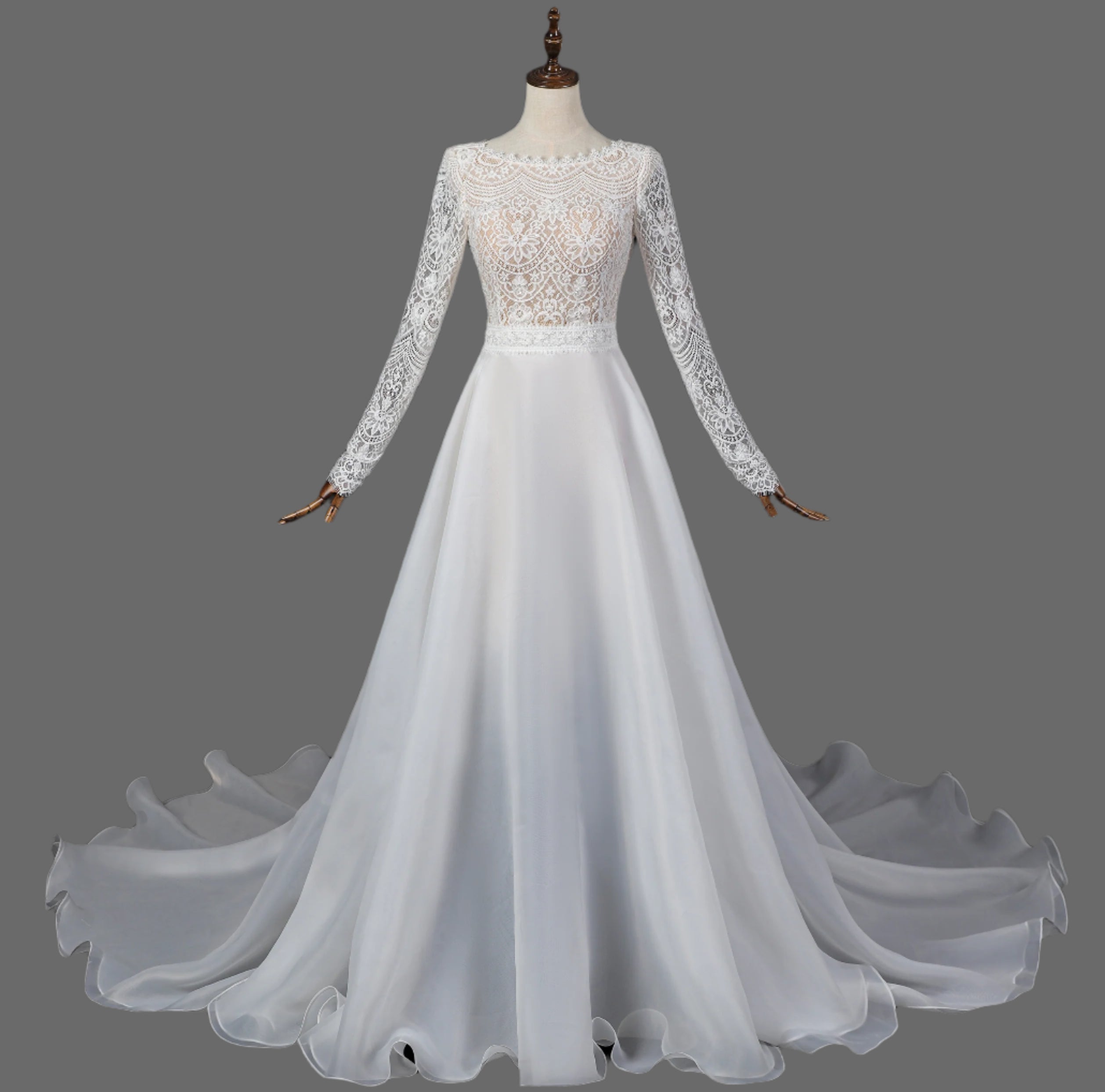 Lace Short A-line Bridal Dress with Detachable Train