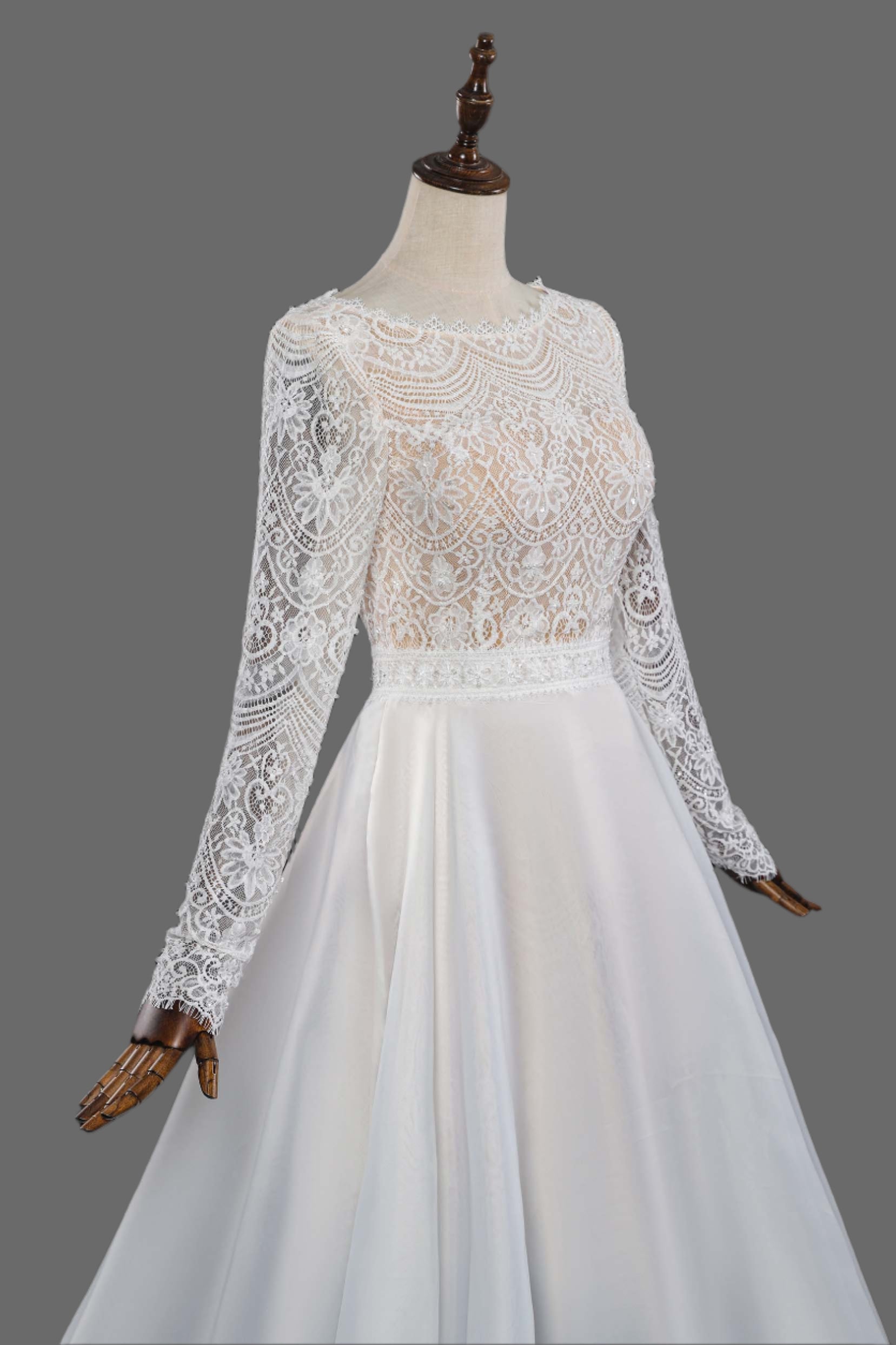 Lace Short A-line Bridal Dress with Detachable Train