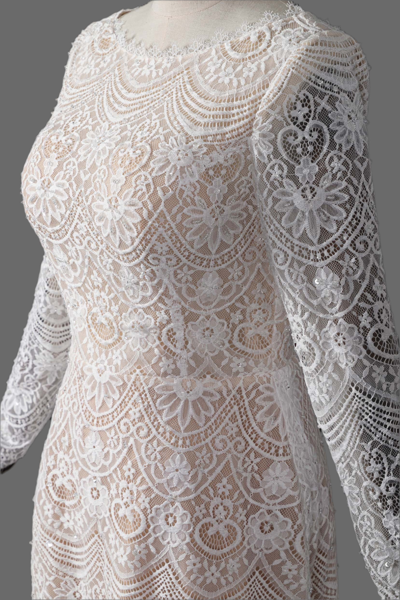 Lace Short A-line Bridal Dress with Detachable Train