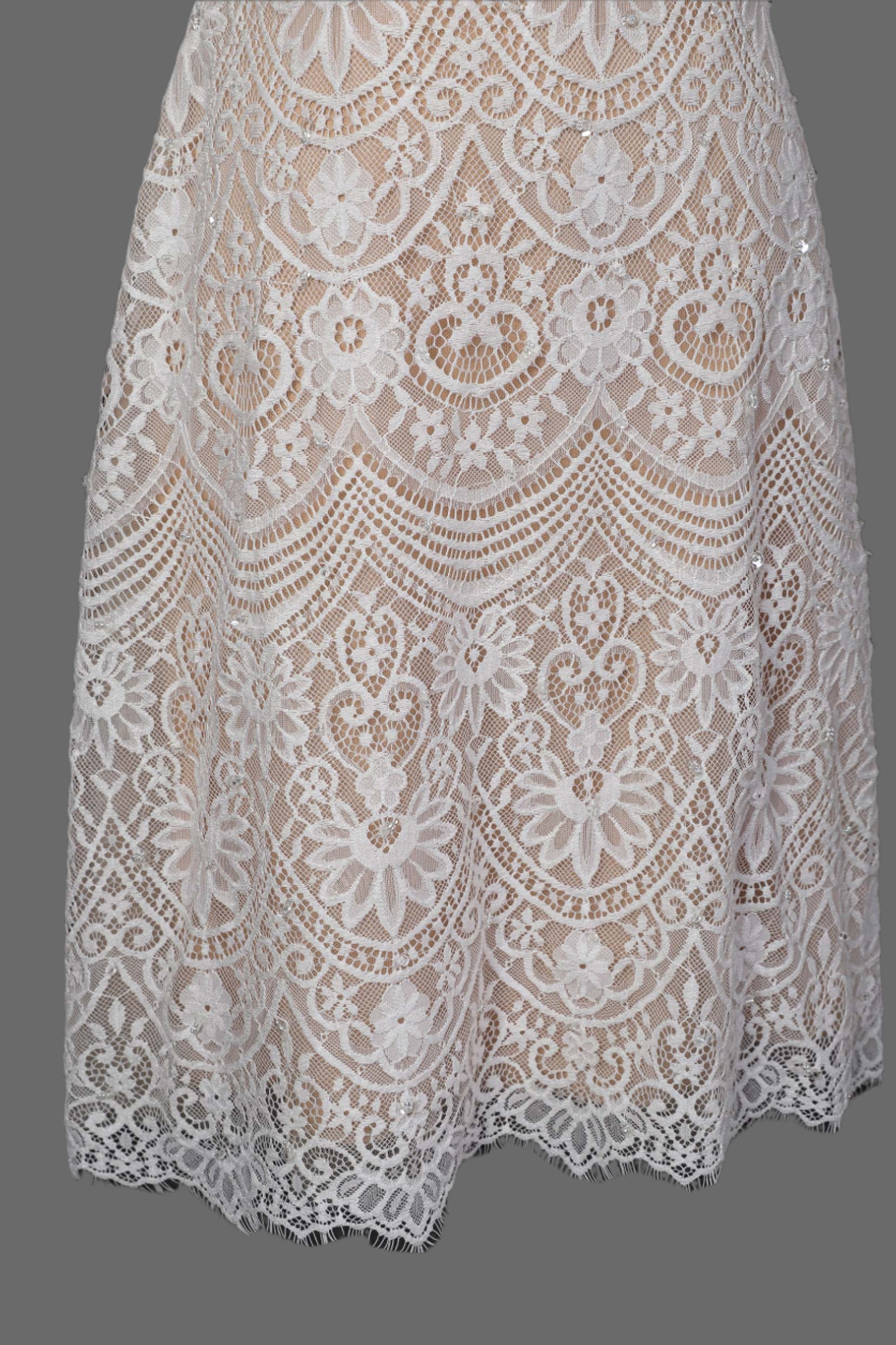 Lace Short A-line Bridal Dress with Detachable Train