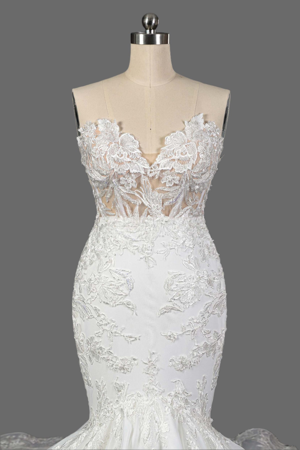 lace applique mermaid strapless wedding dress Lace Applique Mermaid Strapless Wedding Dress