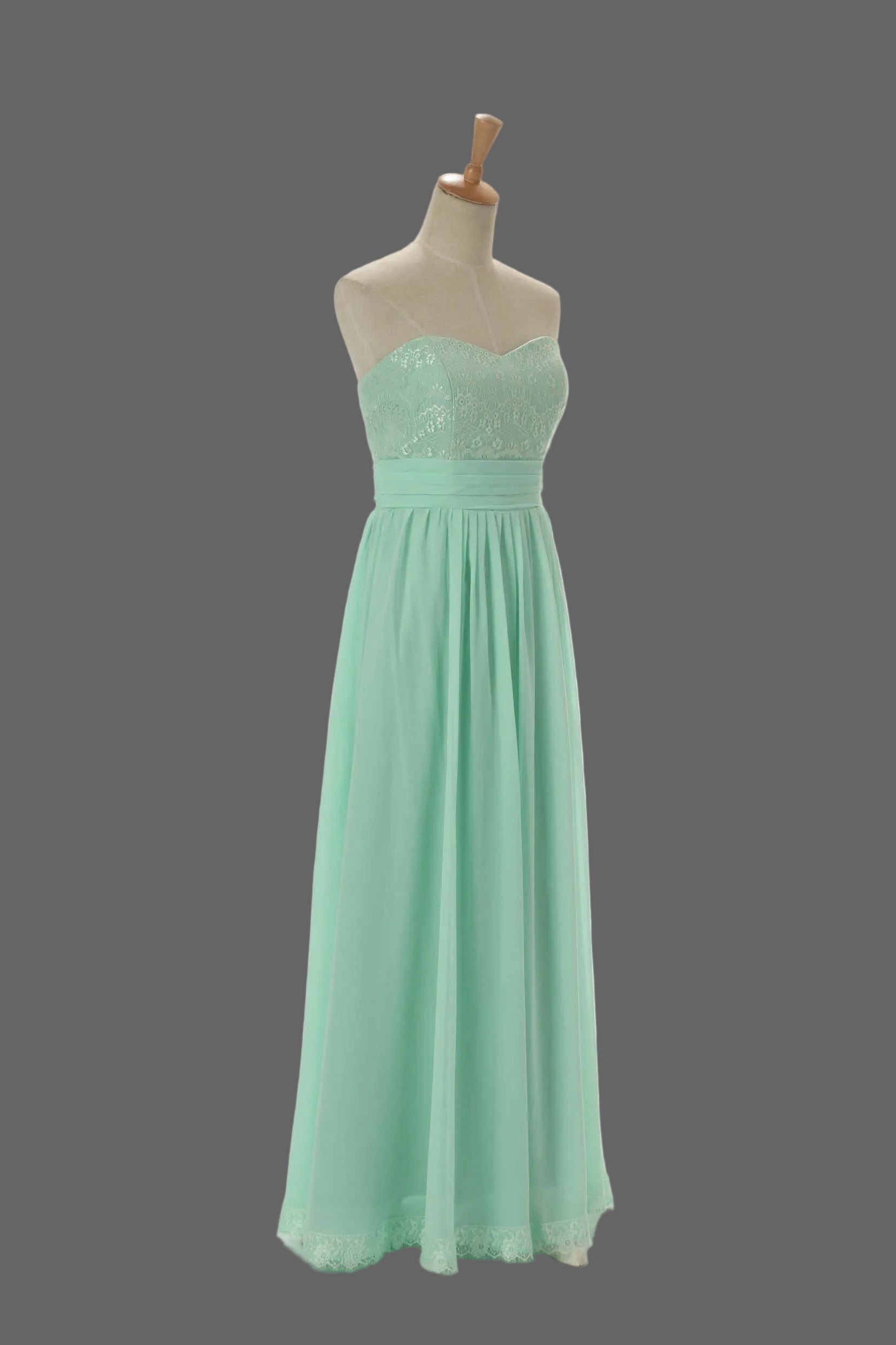 Mint Green Sweetheart Lace Bodice Chiffon Junior Bridesmaid Dress