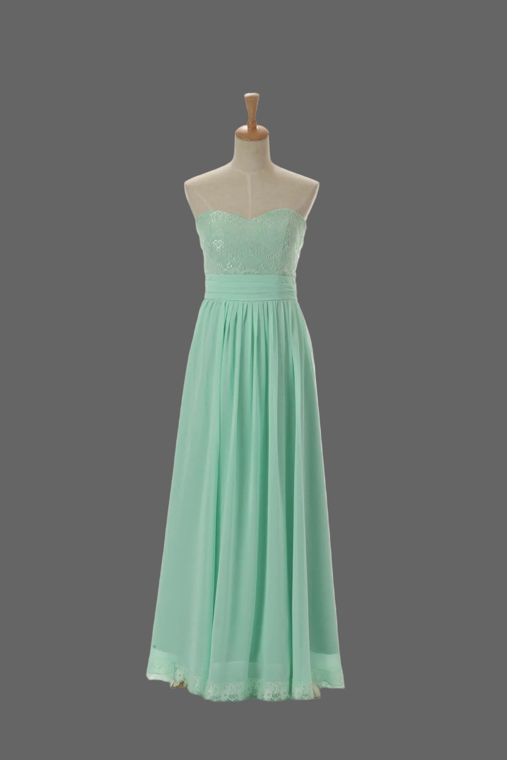 Mint Green Sweetheart Lace Bodice Chiffon Junior Bridesmaid Dress