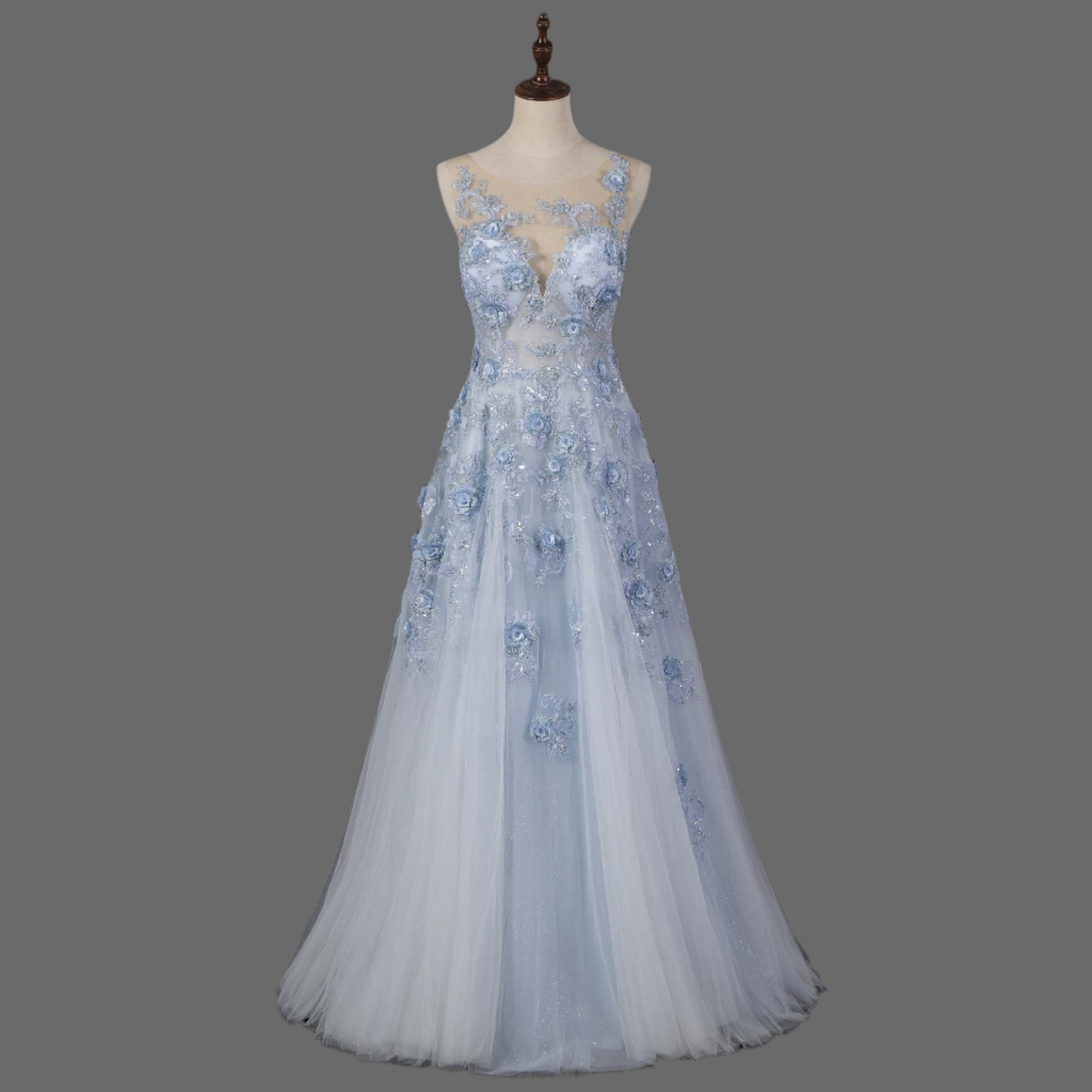 Modern A-Line Floral Lace Wedding Dress | Stylish Bridal Gown